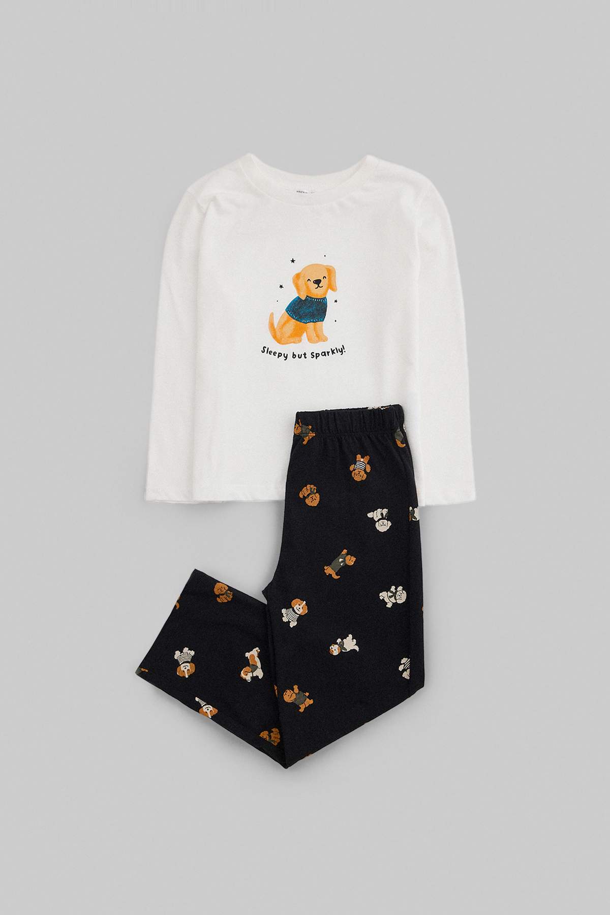 Boys' Ecru Dog-Print Pyjama Set