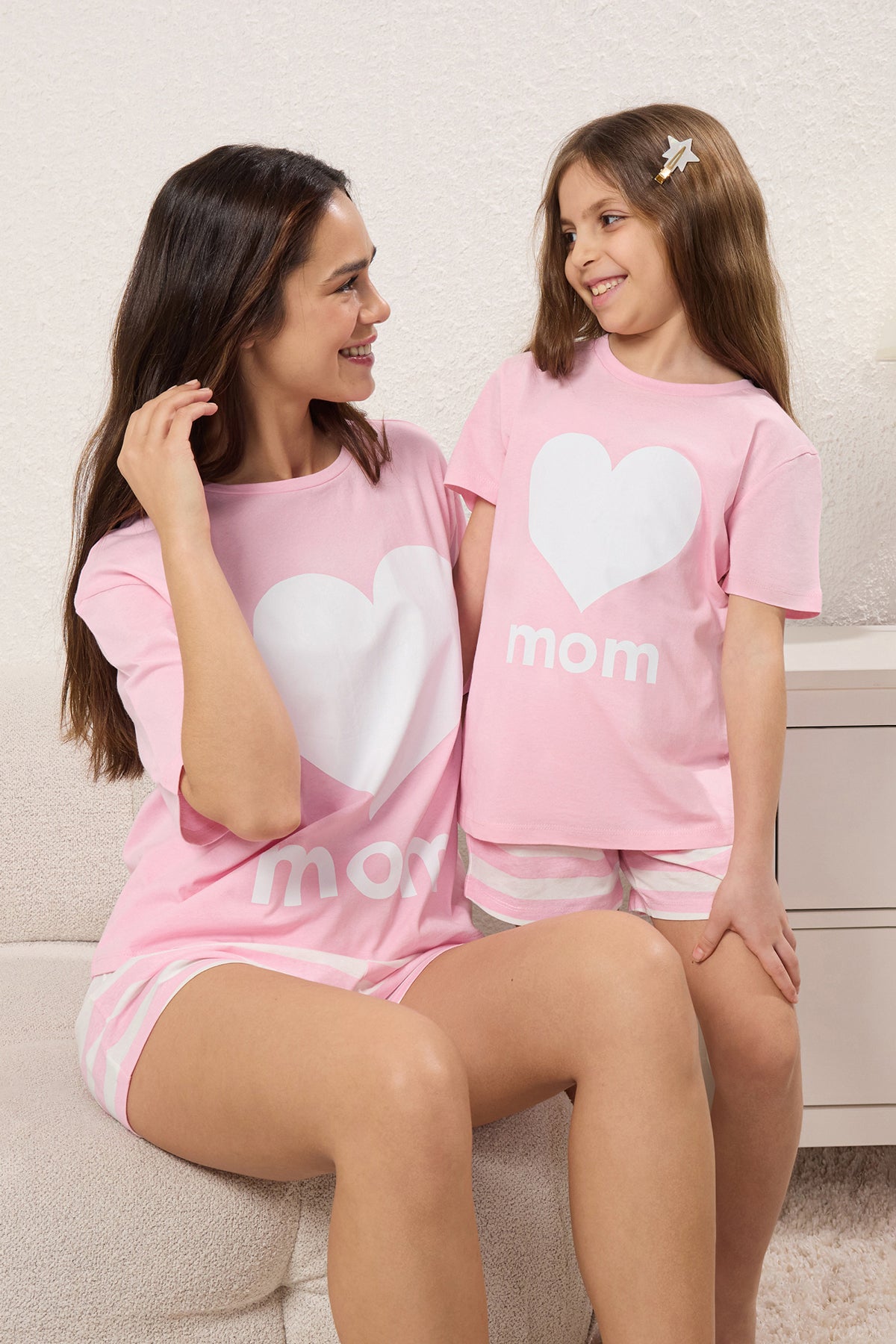 Girls' Pink Cotton Mini Me T-Shirt & Shorts Pyjama Set