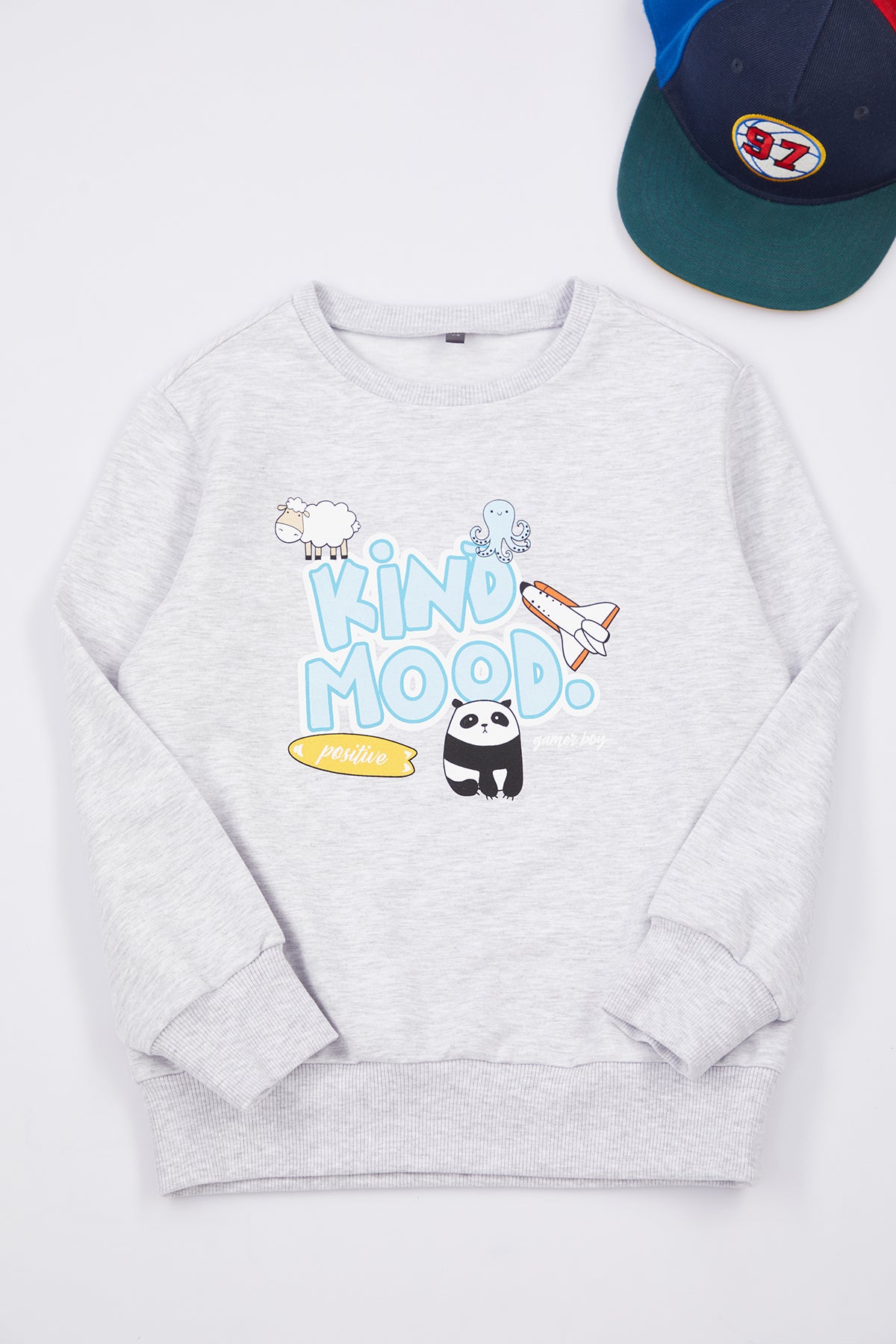 Girls' Red Patterned Slogan Sweatshirt