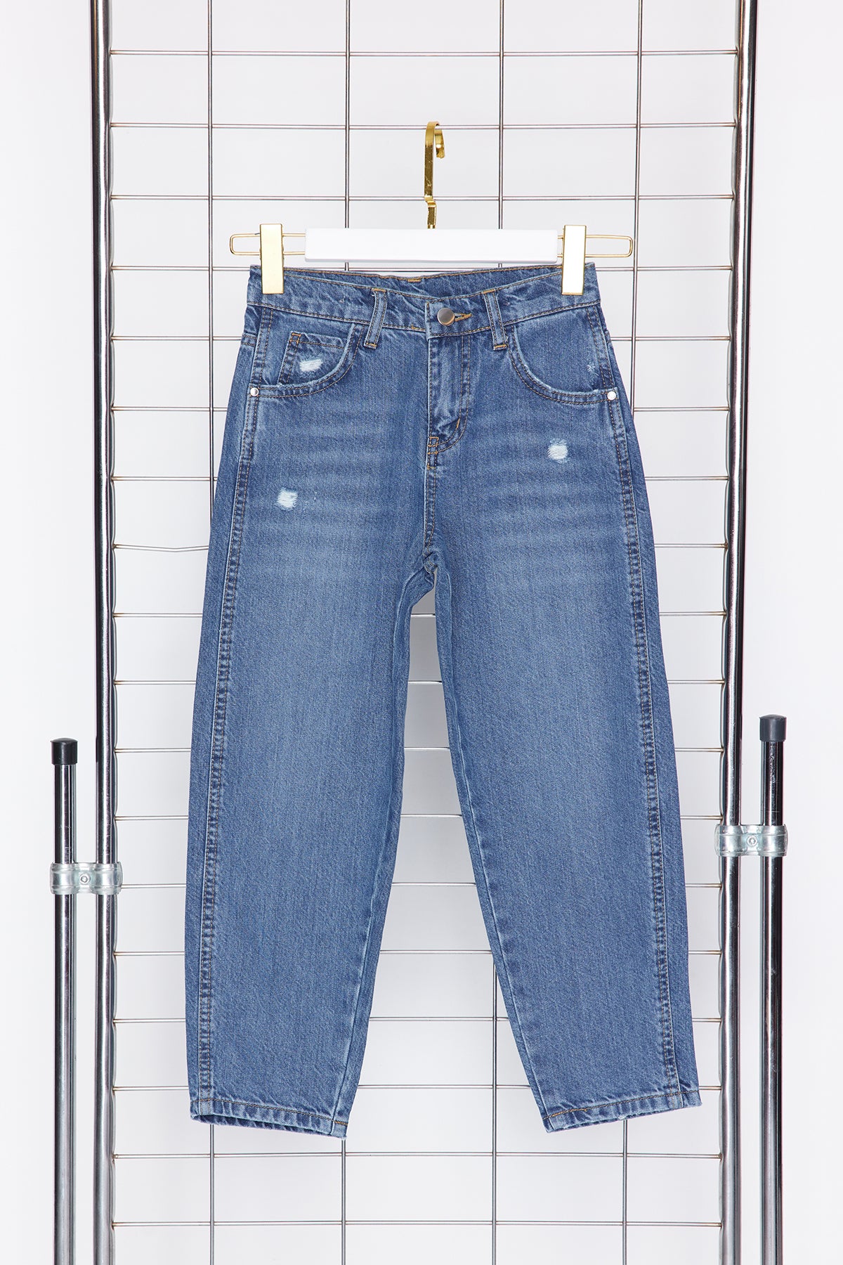 Boys' Baggy Cotton Jeans with Adjustable Waist