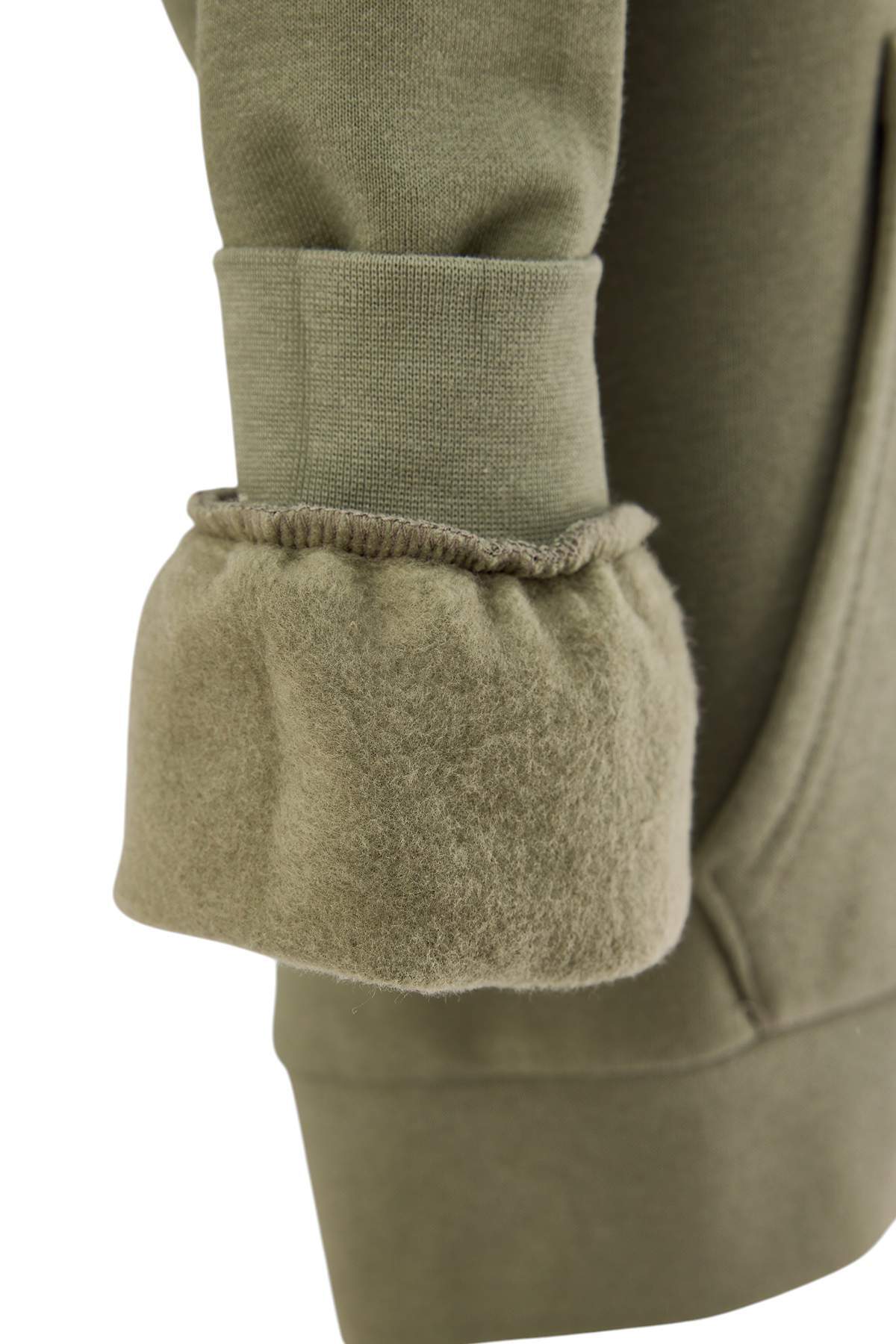 Boys' Khaki Printed Hooded Sweatshirt