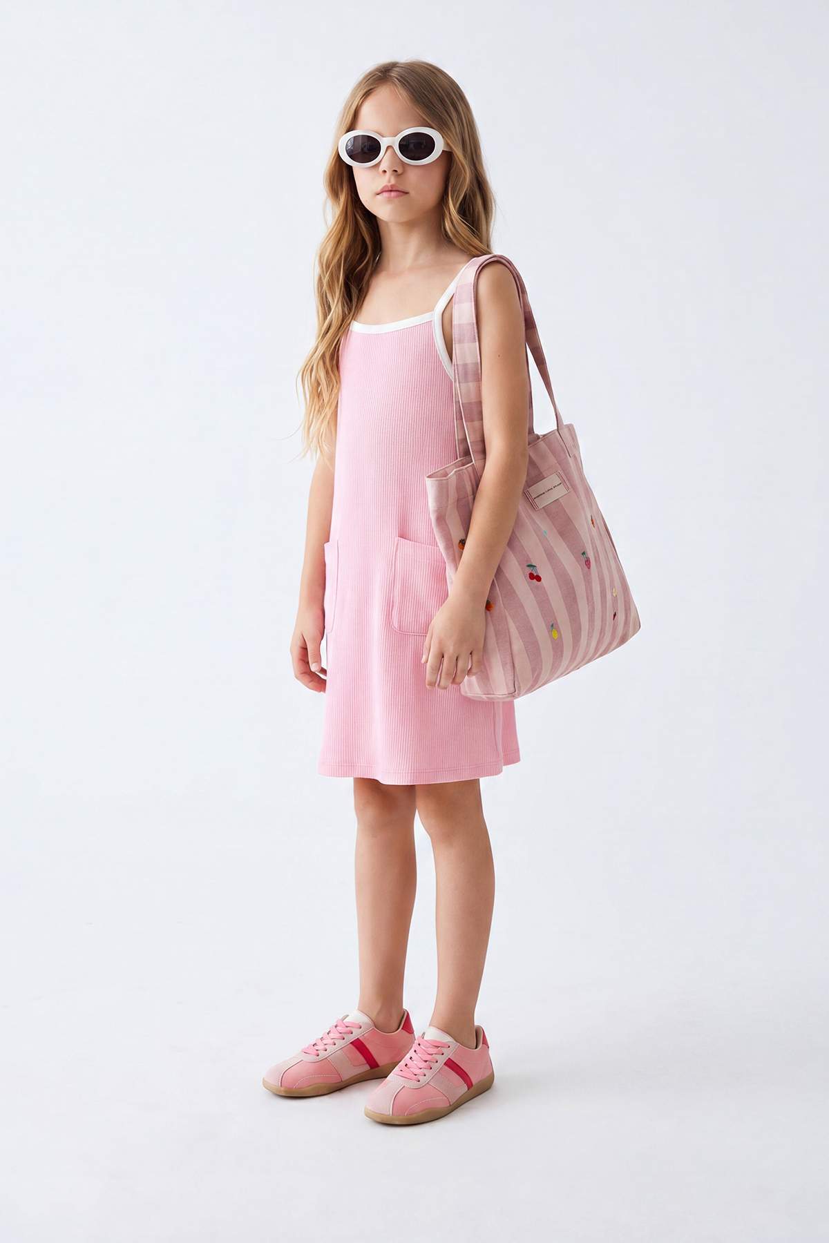 Girls' Pink Strappy Jersey Dress
