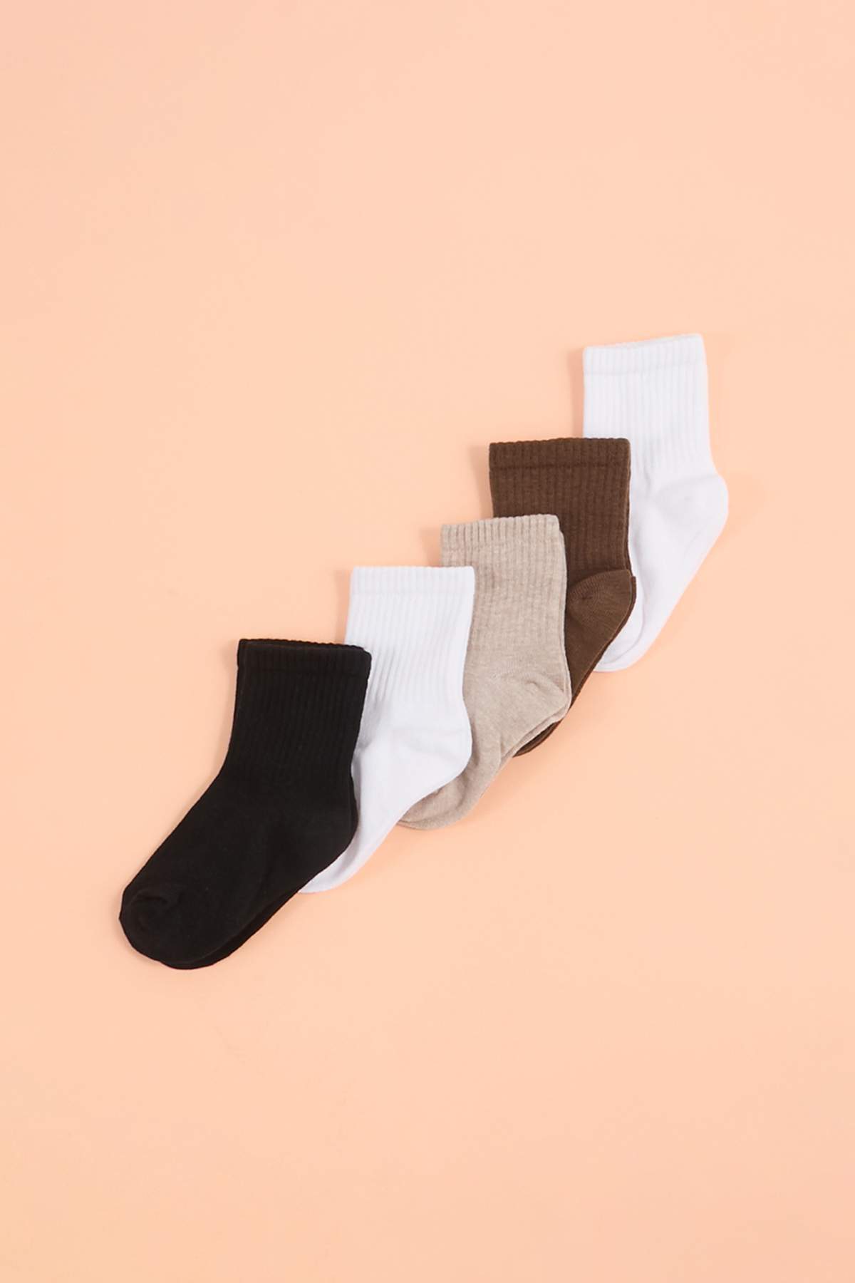 Kids' Plain Neutral Socks 5-Pack