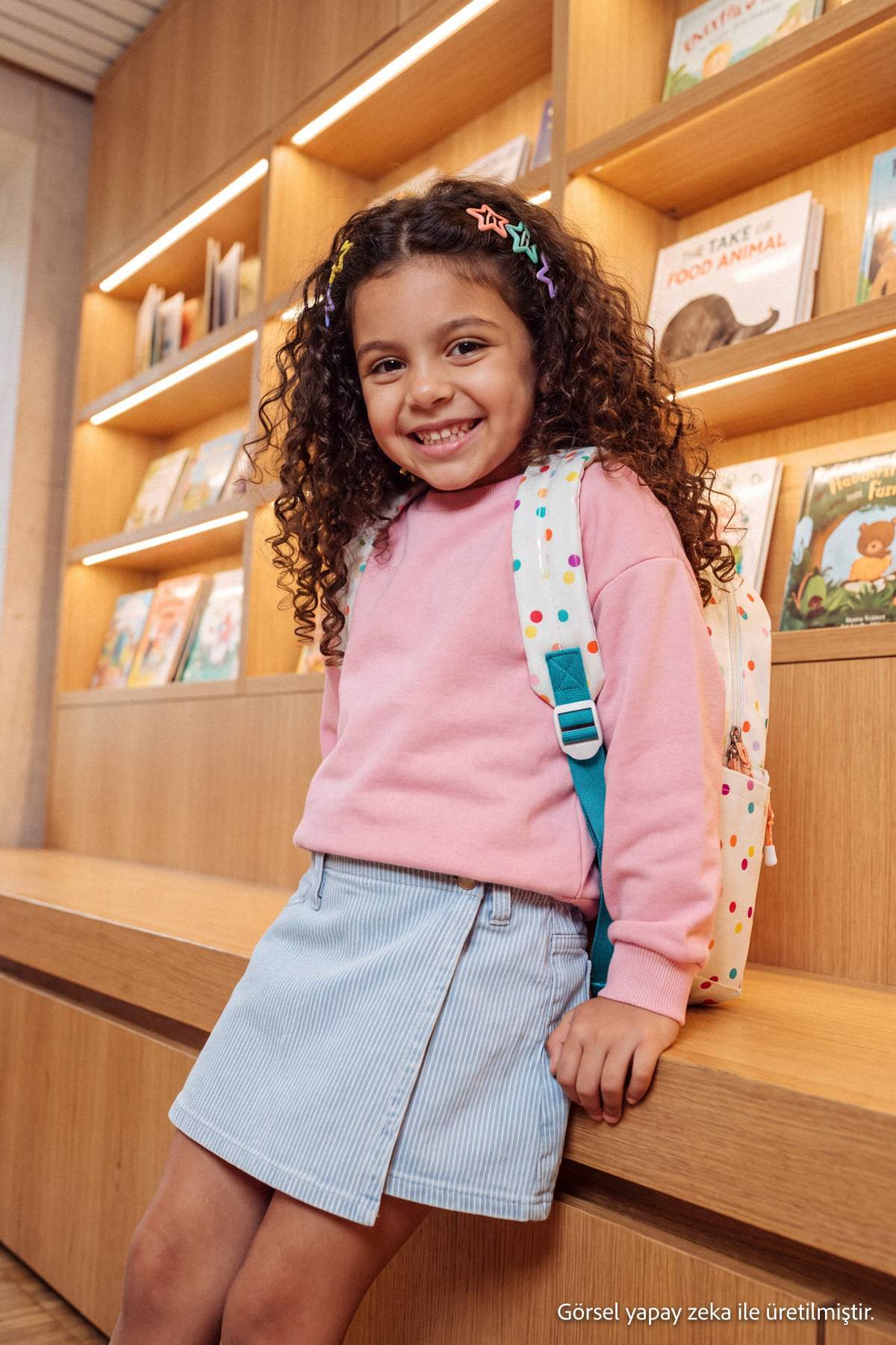 Girls' Plain Fleece-Lined Crew-Neck Sweatshirt