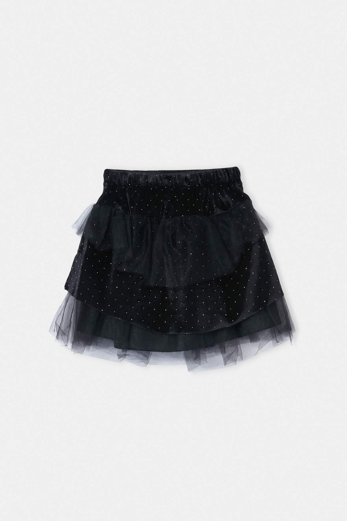 Girls' Black Velvet Rhinestone Tutu Mini Skirt