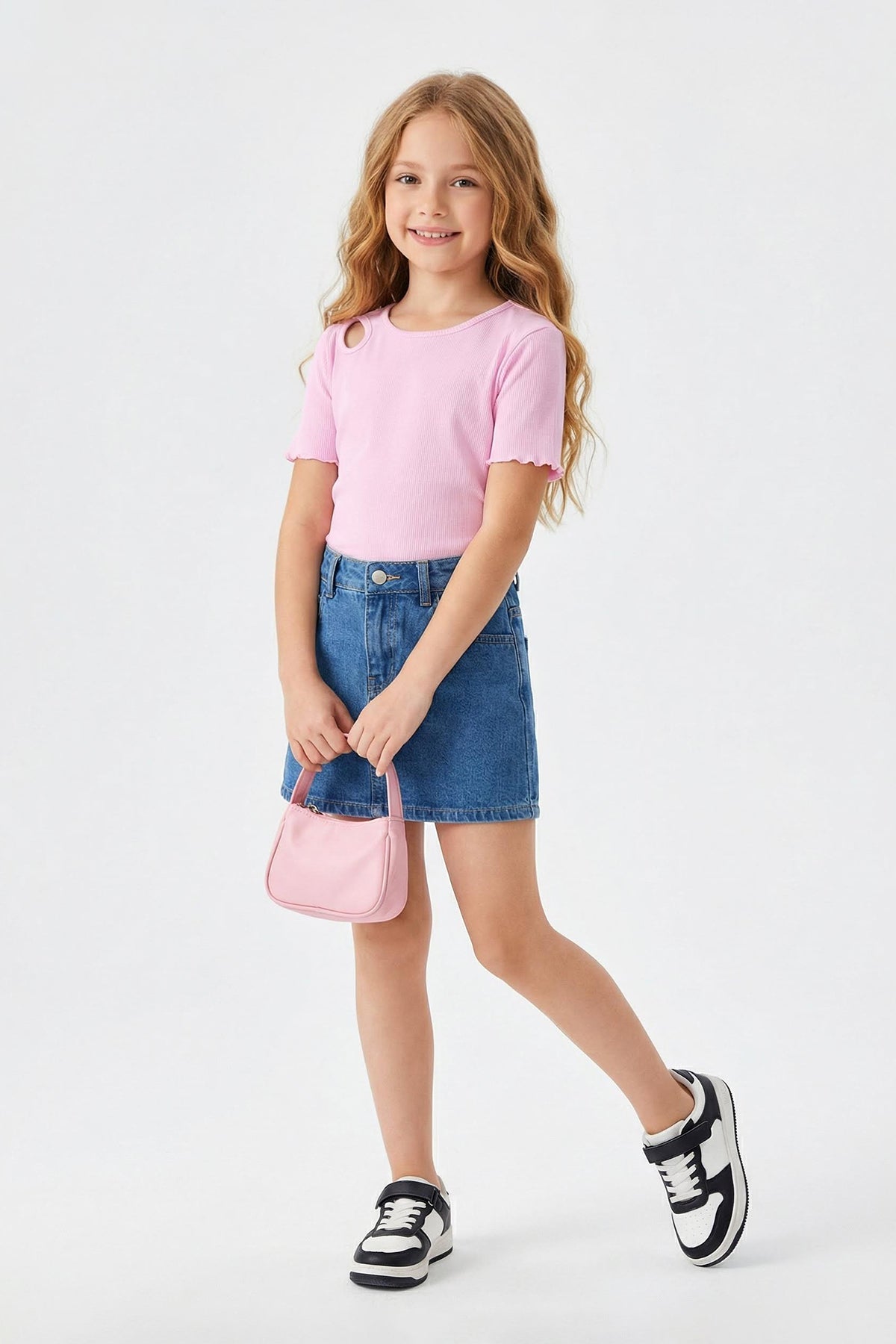 Girls' Cut-Out Detail Cotton T-Shirt