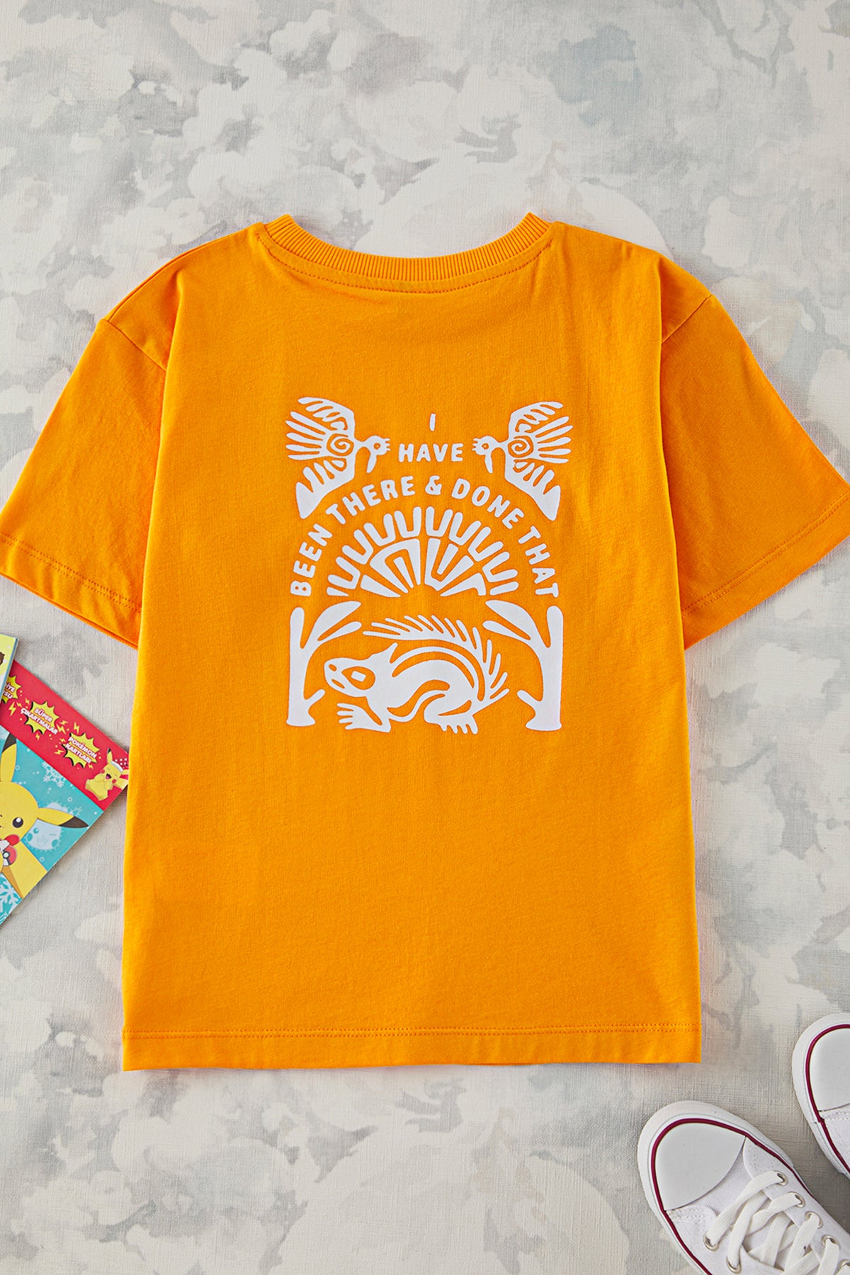 Boys' Orange Back-Print Cotton T-Shirt