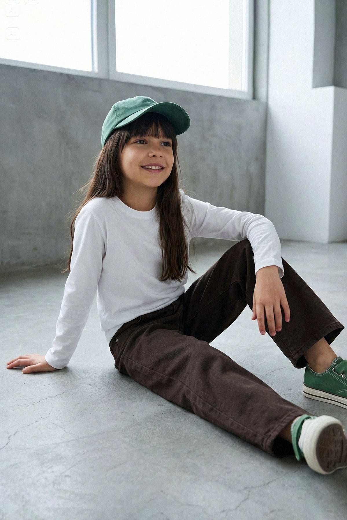 Girls' Cotton Flared Jeans with Adjustable Waist