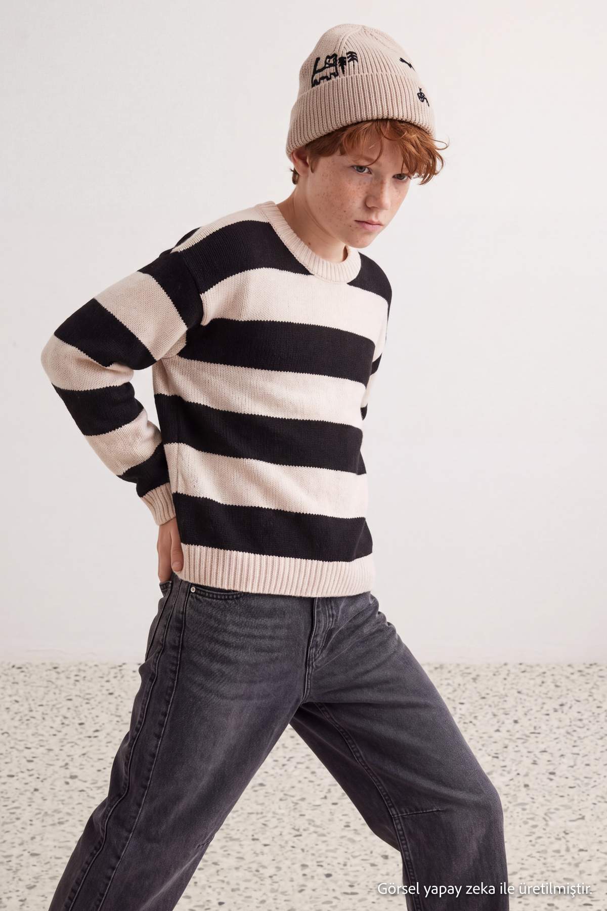 Boys' Striped Crew-Neck Knit Jumper