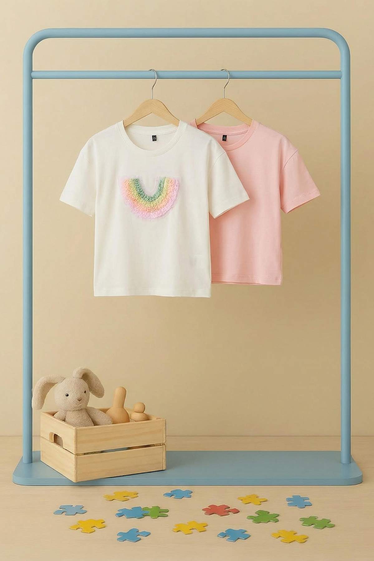 Girls' Salmon & White Plain T-Shirt 2-Pack