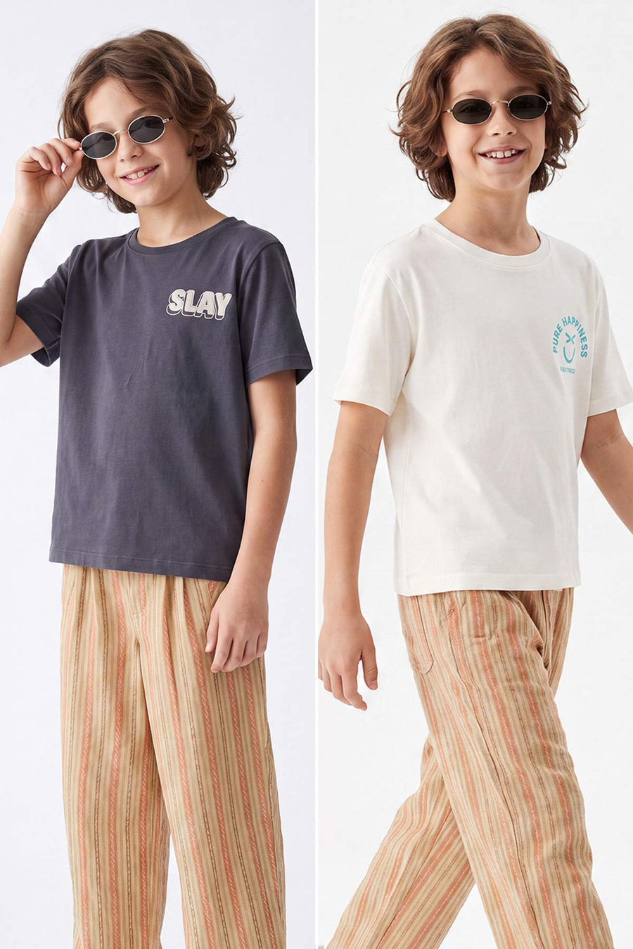 Boys' Charcoal & Ecru Printed T-Shirt 2-Pack