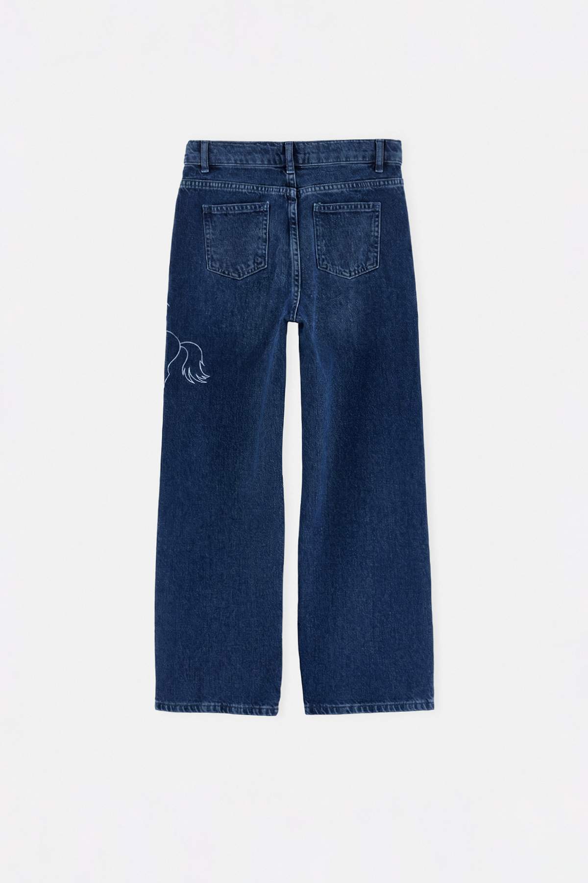Boys' Dark Blue Straight-Leg Embroidered Jeans