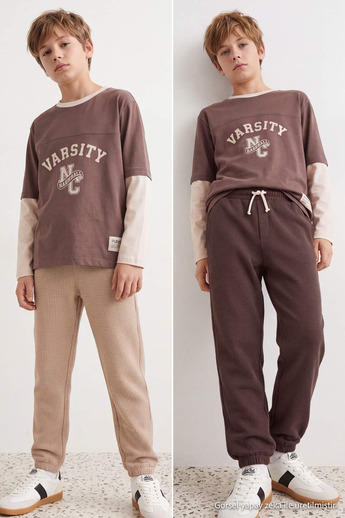 Boys' Stone & Brown 2-Pack Textured Joggers