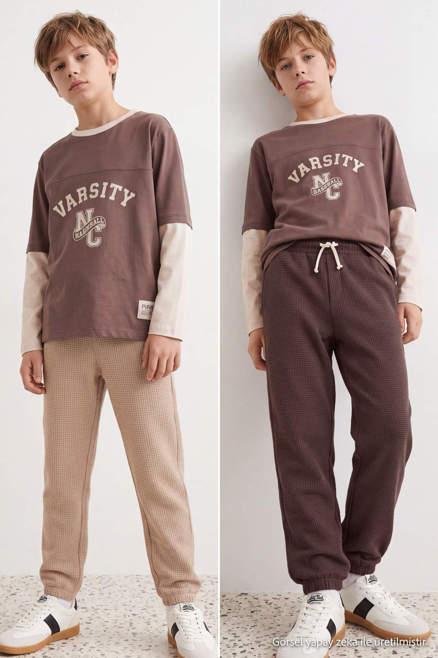 Boys' Stone & Brown 2-Pack Textured Joggers