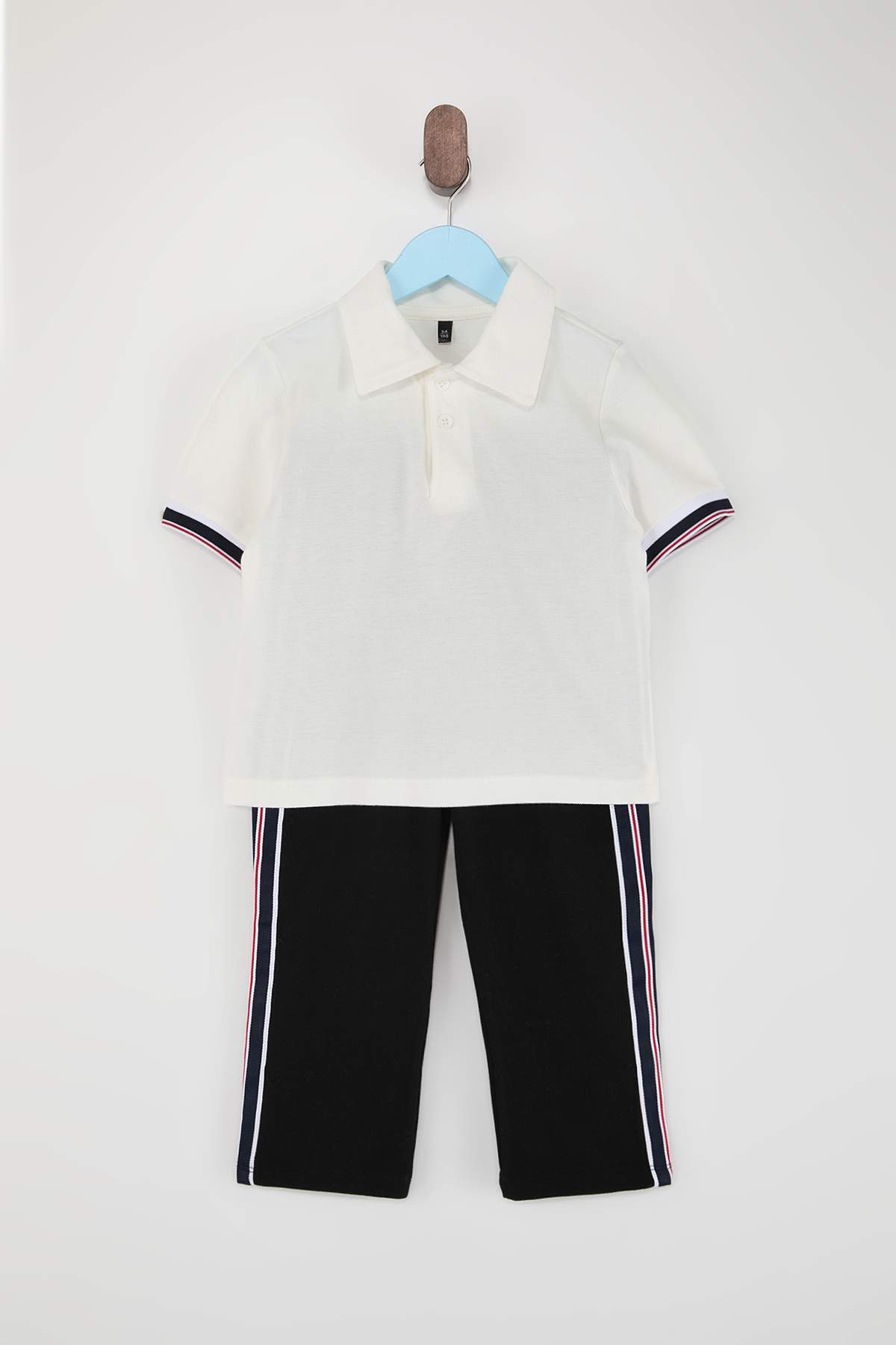 Boys' Ecru Polo & Striped Trousers Set