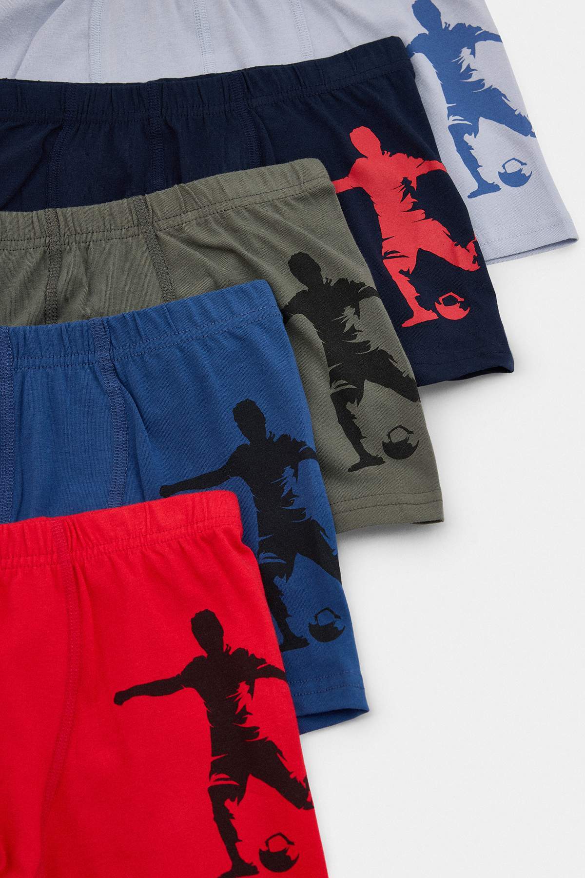 Boys' Football-Print Cotton Boxers 5-Pack