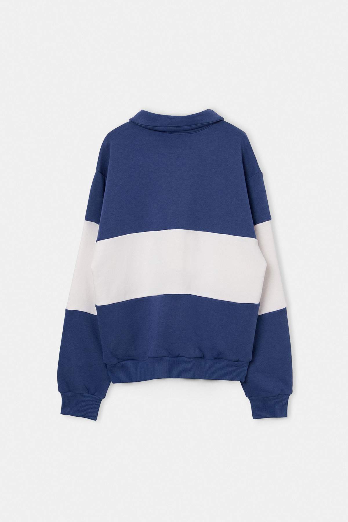Boys' Indigo Colour-Block Polo Sweatshirt