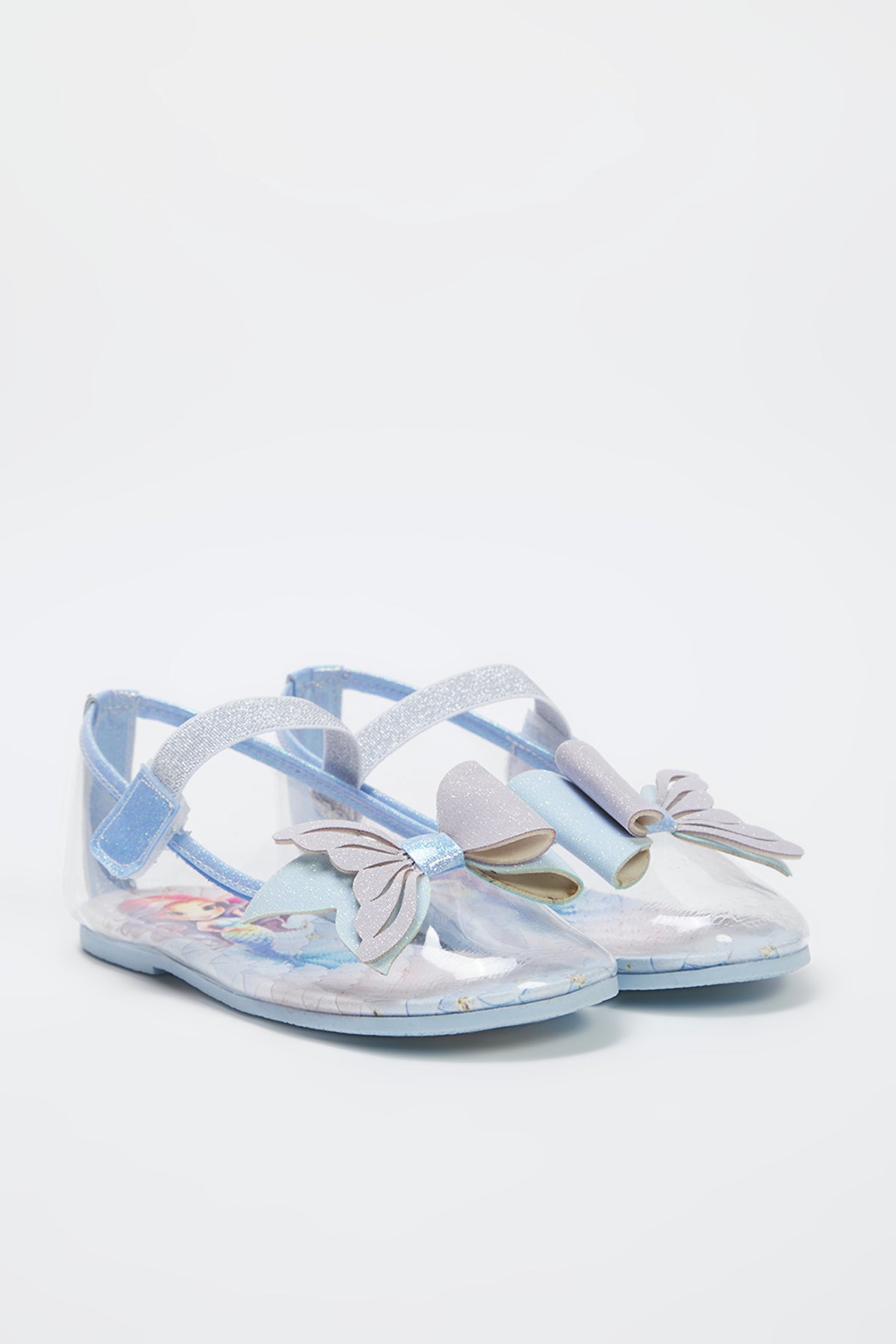 Girls' Blue Glitter Mermaid Mary Jane Ballet Flats