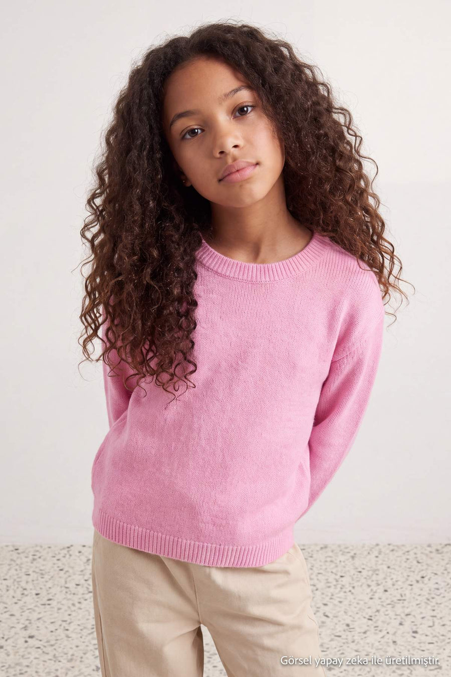 Girls' Crew-Neck Brushed Knit Jumper