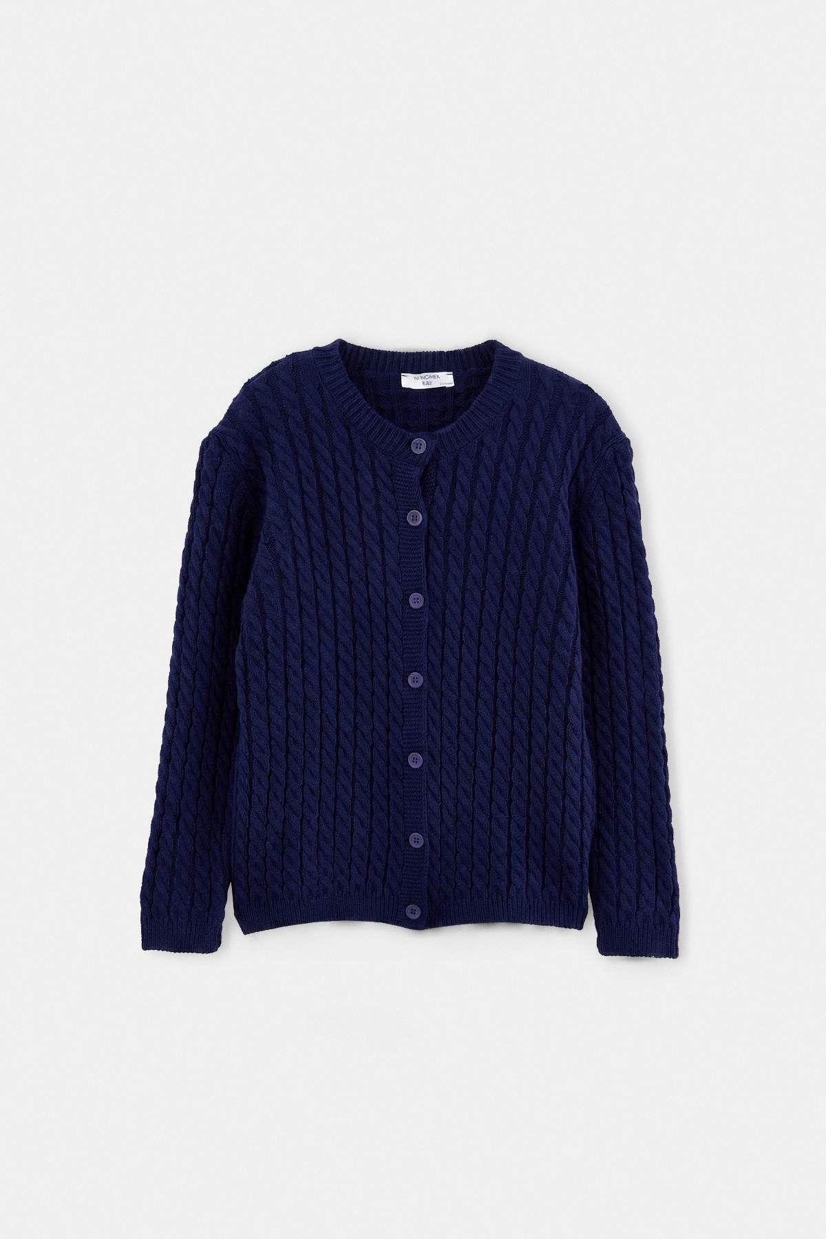 Girls' Navy Cable-Knit Cardigan