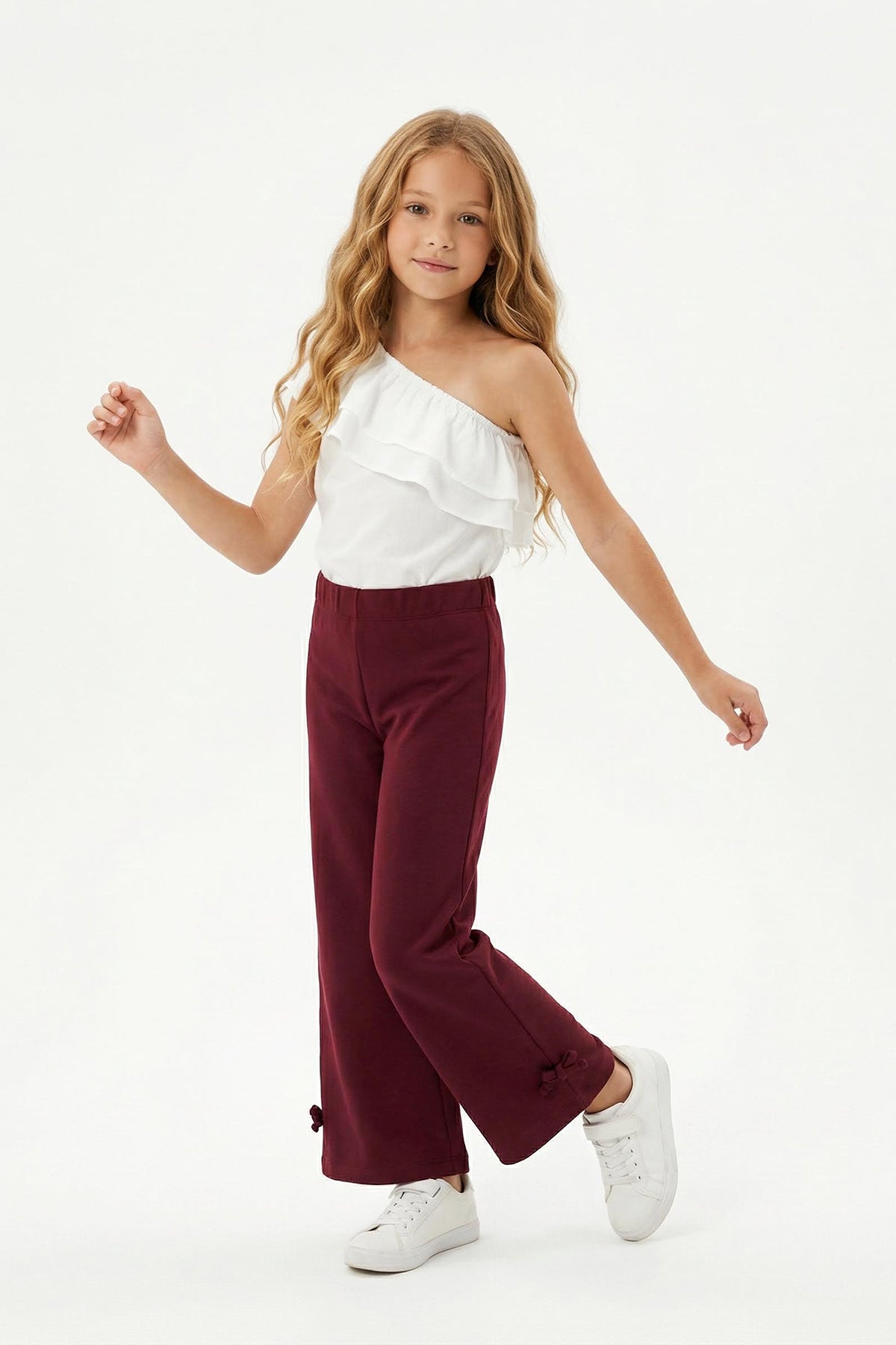 Girls' Navy Ribbon-Detail Knit Trousers