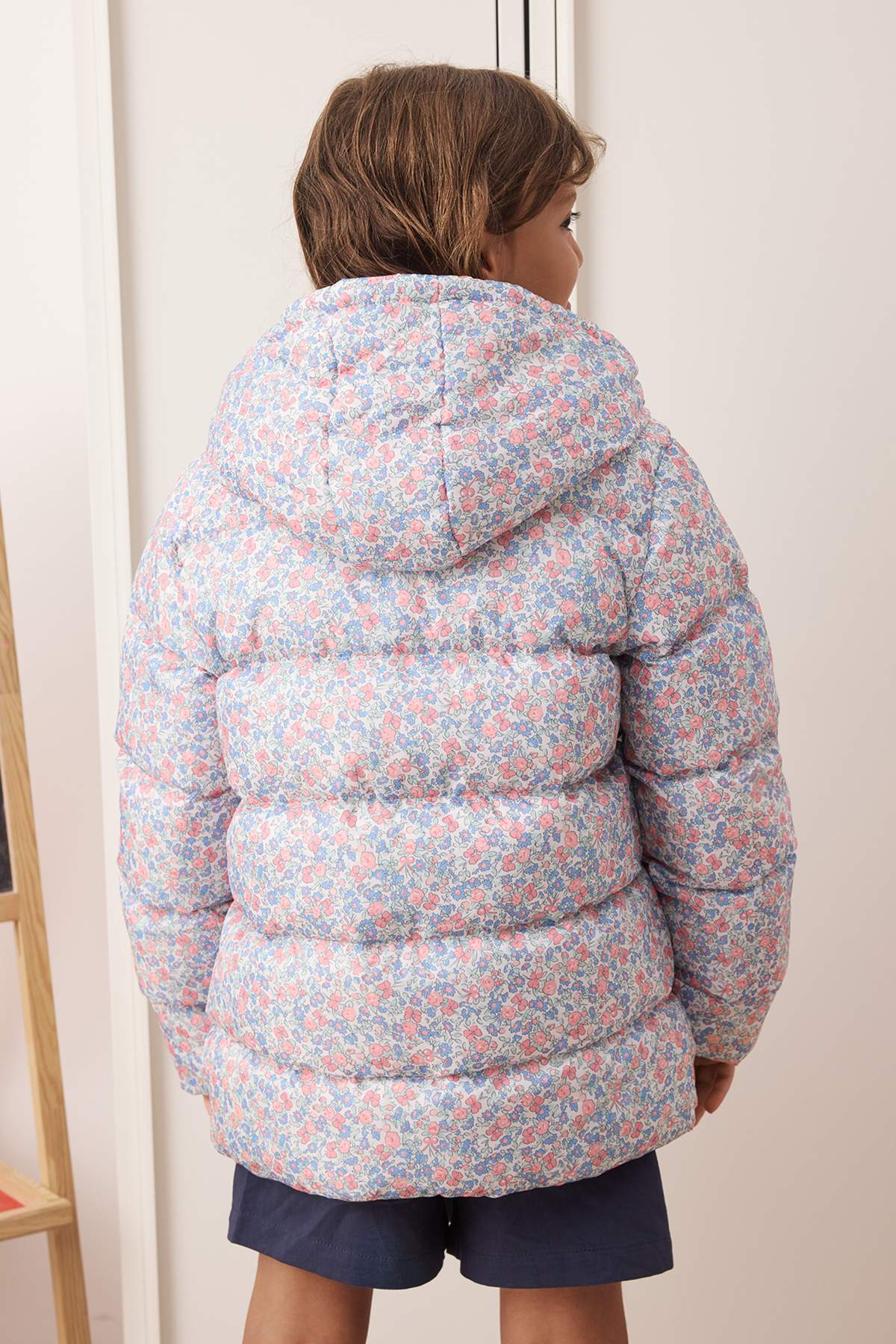 Girls' Navy Hooded Padded Coat