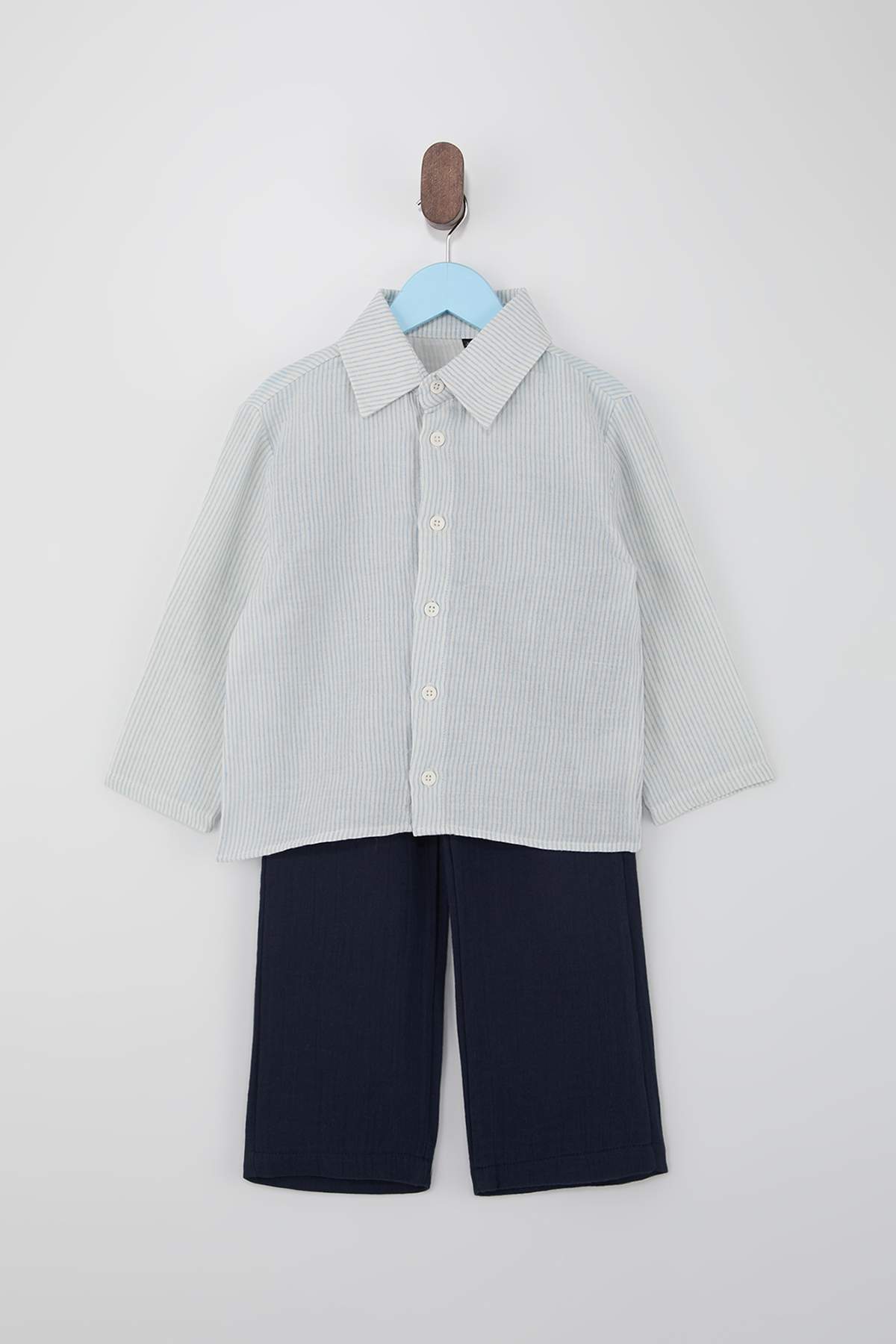 Boys' Blue Striped Shirt & Trousers Set