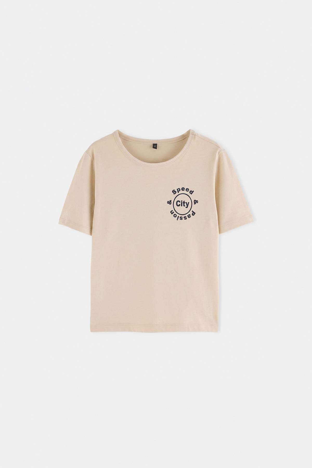 Boys' Ecru Chest-Print T-Shirt