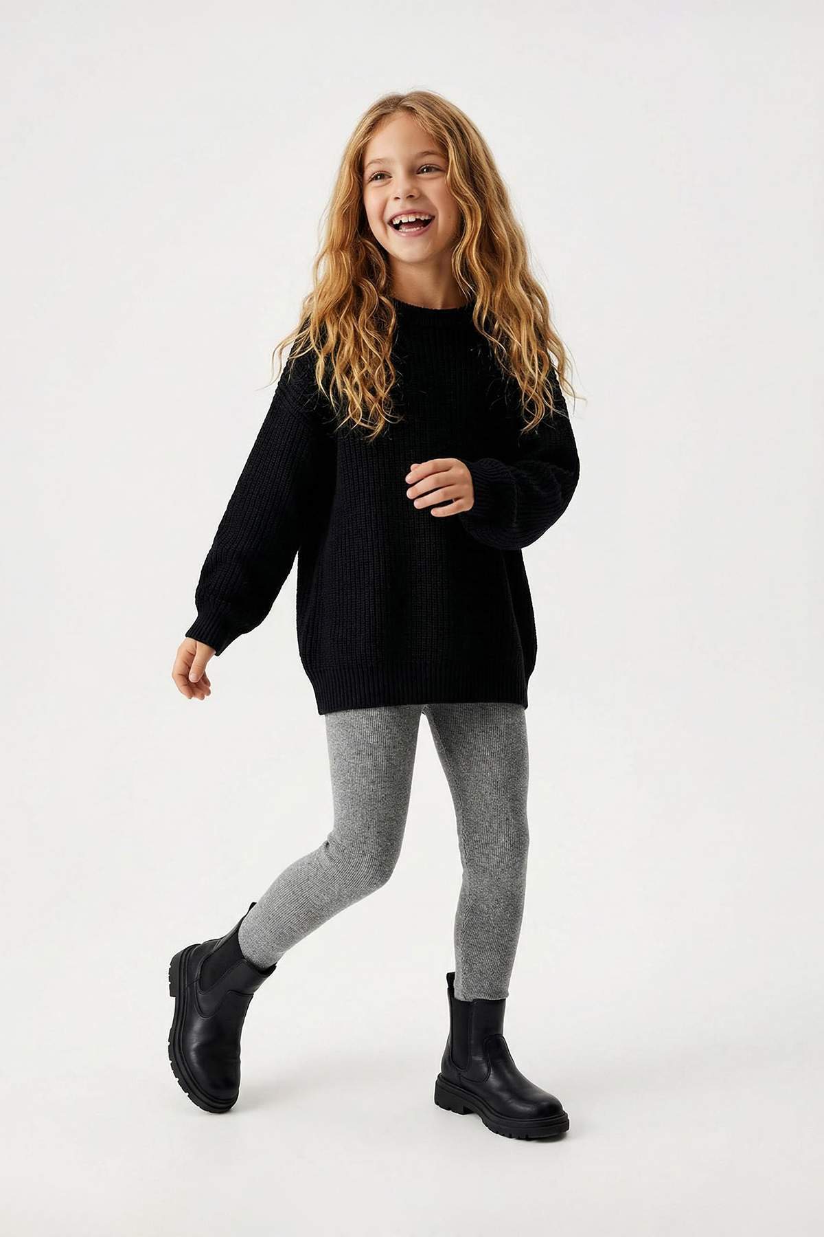 Girls' Black & Grey Fleece-Lined Leggings 2-Pack