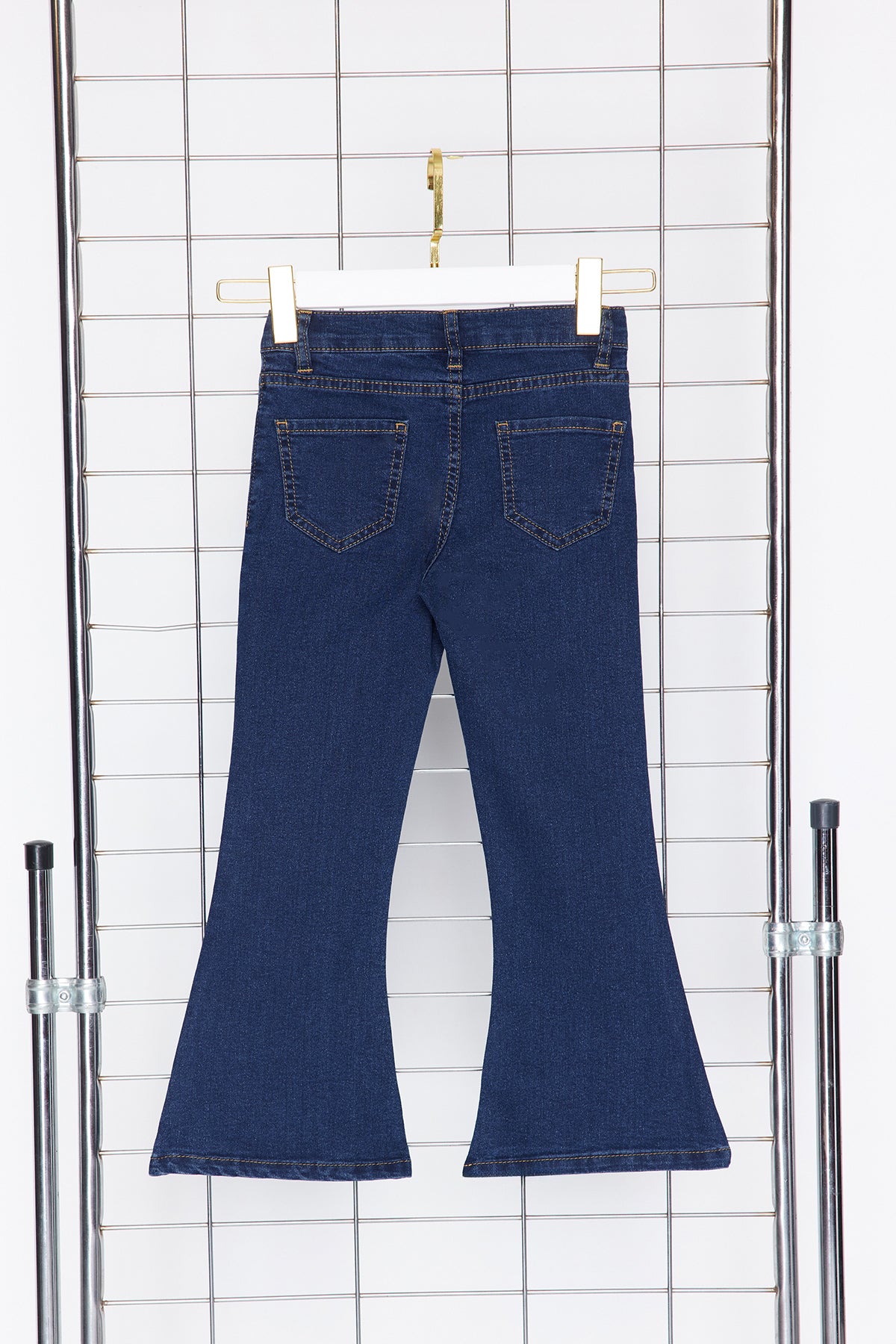 Girls' Dark Blue Flared Stretch Jeans