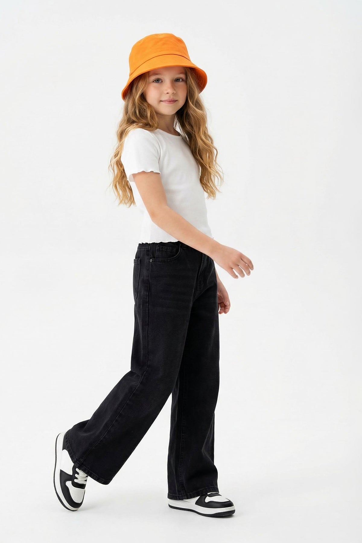 Girls' Basic Ribbed Cotton T-Shirt