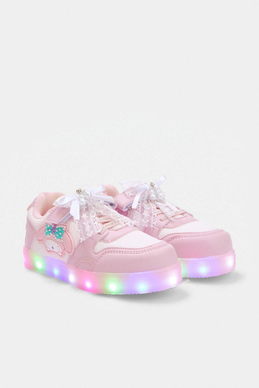 Girls' Pink Light-Up Sole Sneakers