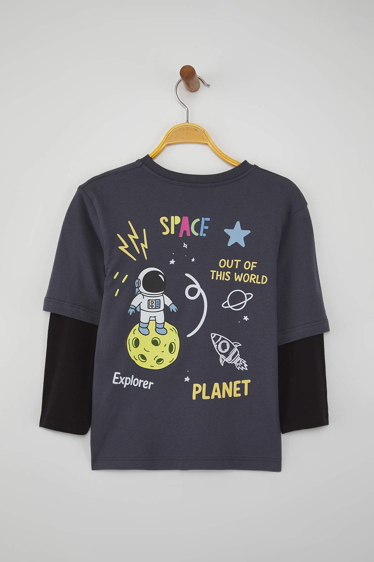 Boys' Charcoal Printed Cotton T-Shirt