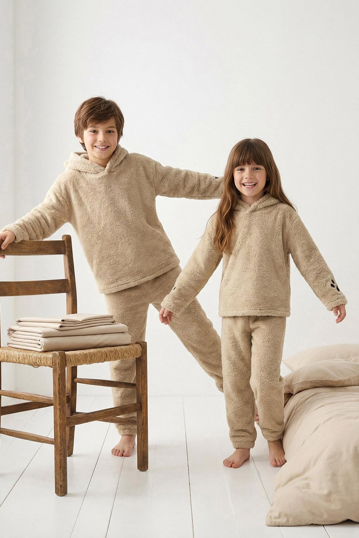 Kids' Grey Mini Me Plush Pyjama Set