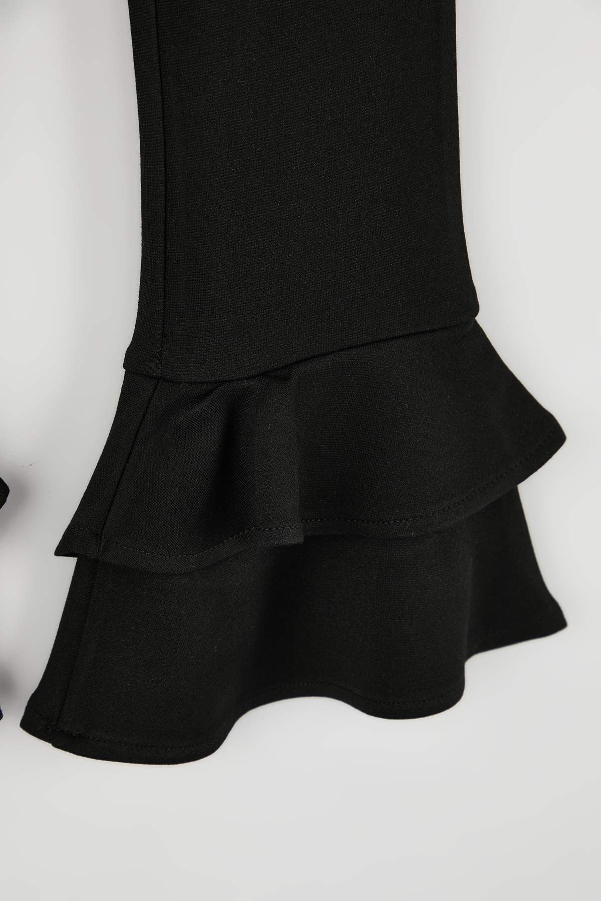 Girls' Black Frilled Flared Trousers