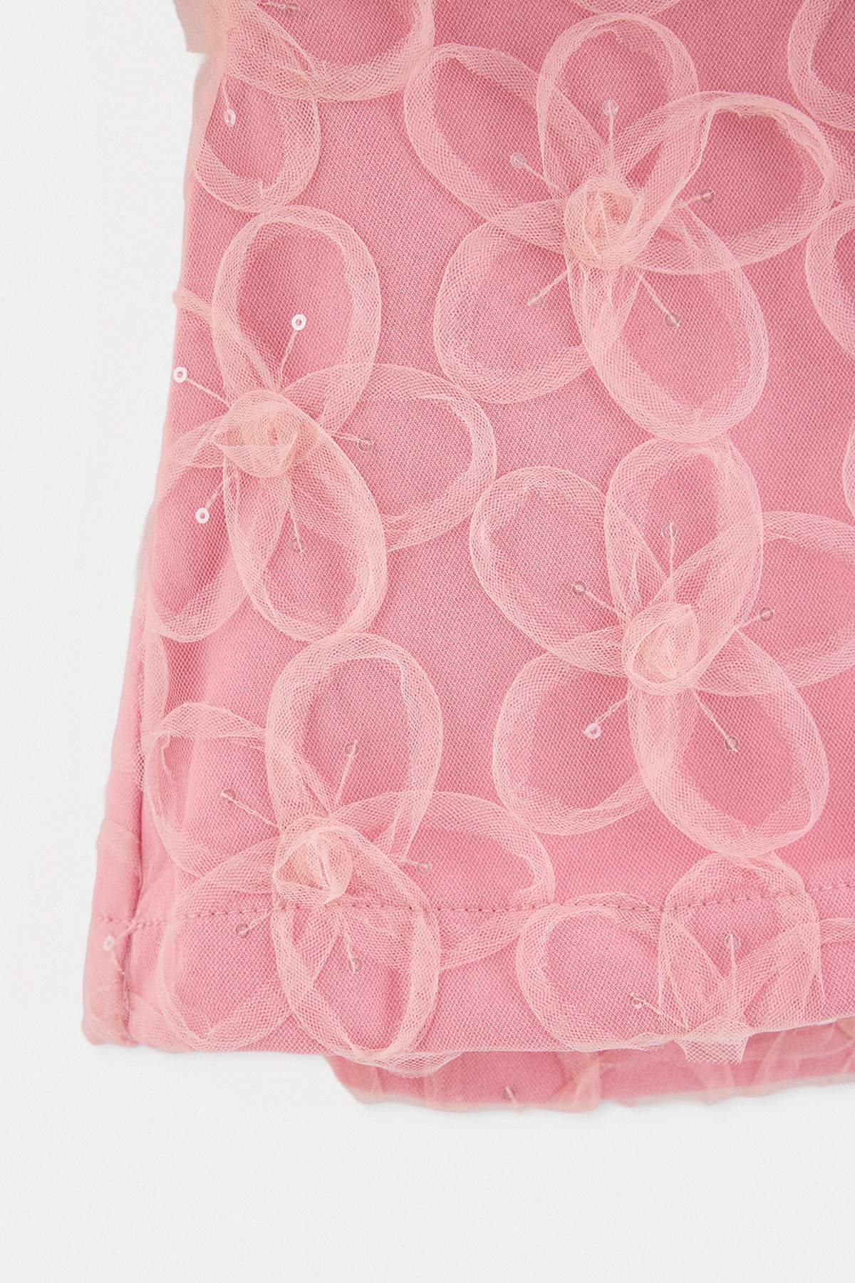 Girls' Pink Cotton Tulle-Detail Jacket & Skirt Set