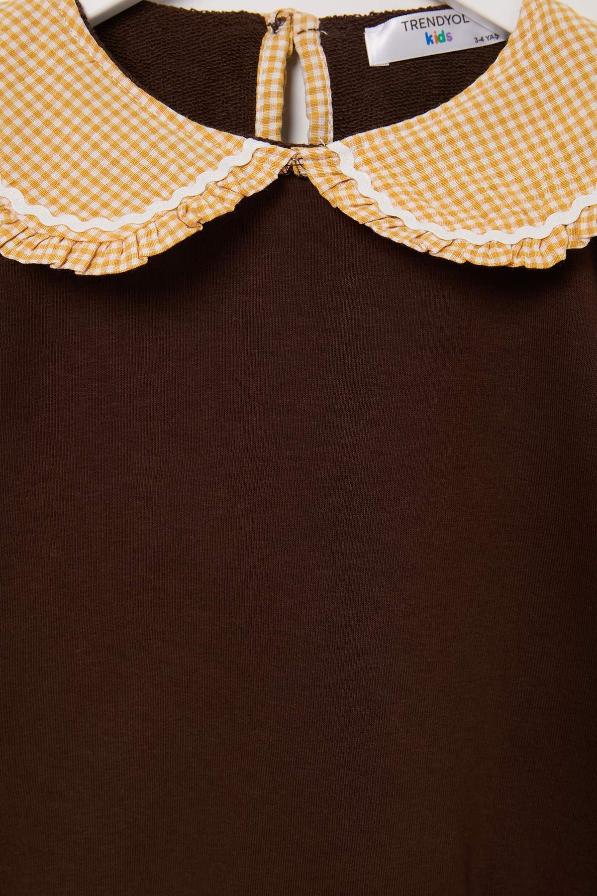Girls' Brown Peter Pan Collar Sweatshirt