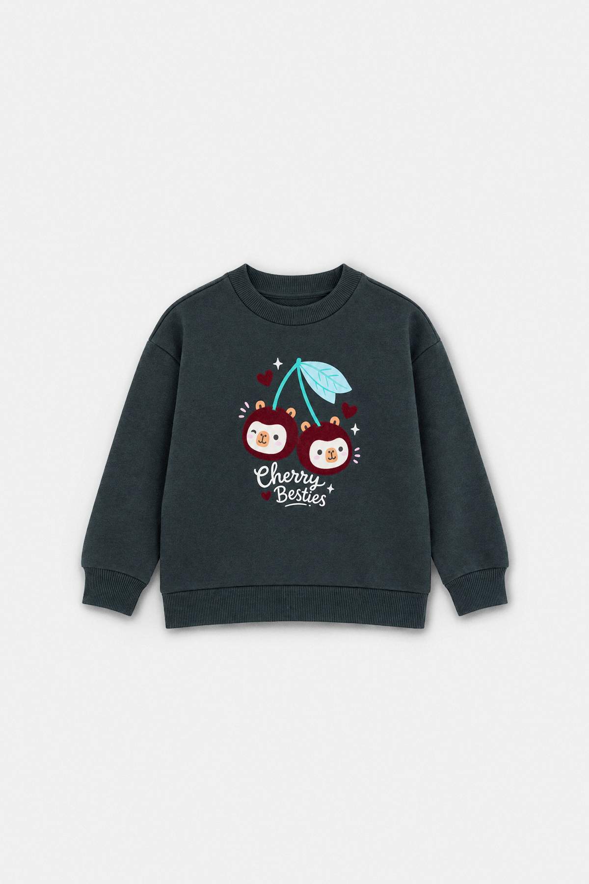 Girls' Charcoal Cherry-Print Sweatshirt