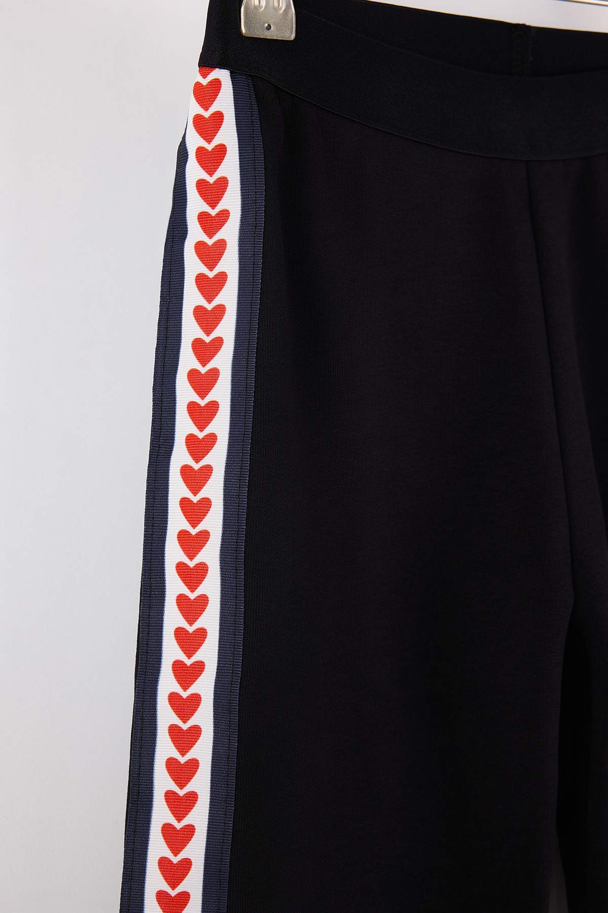 Girls' Heart-Print Piped Cotton Joggers