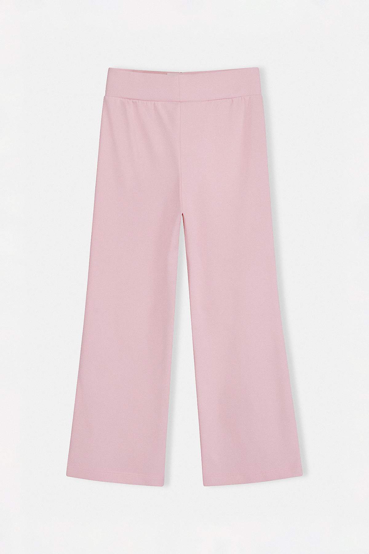 Girls' Piped Stretch Cotton Wide-Leg Trousers
