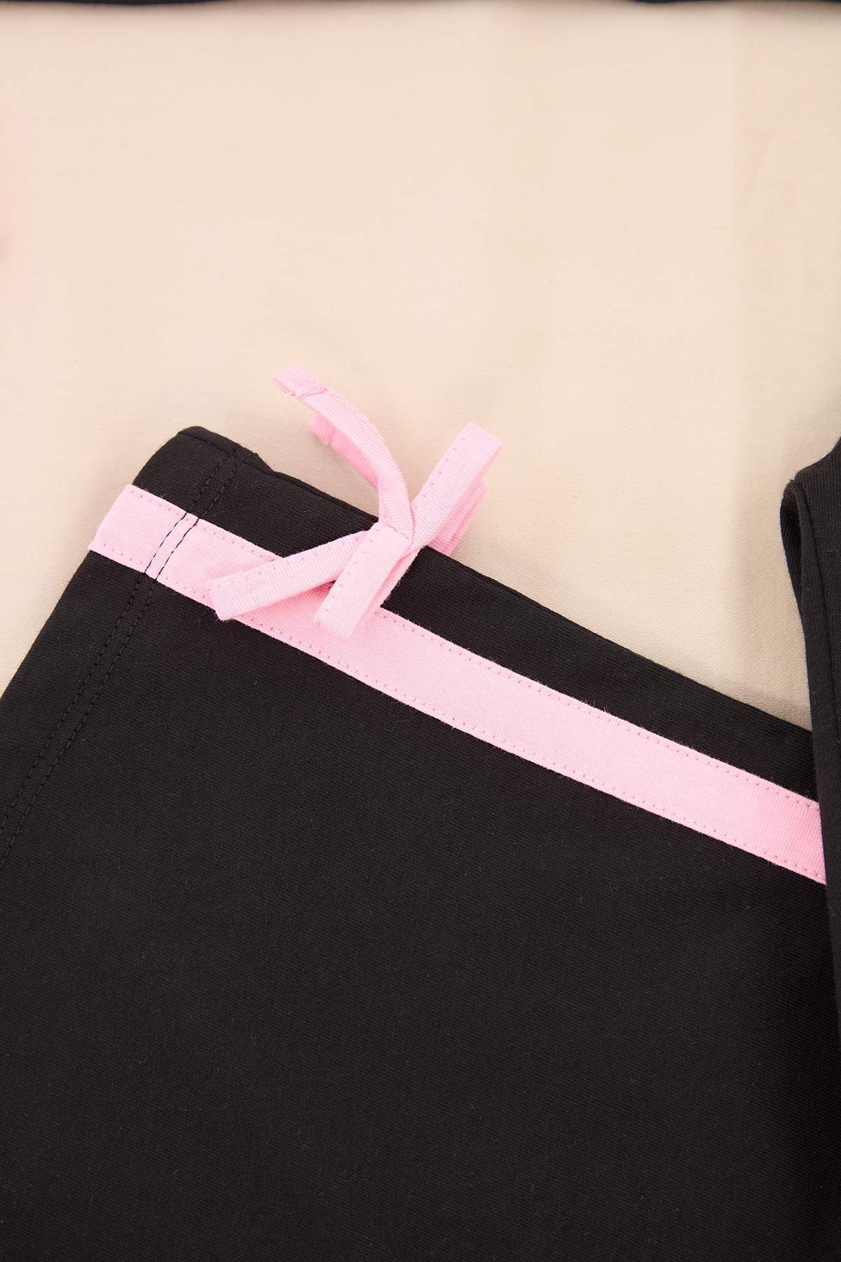 Girls' Black T-Shirt & Side-Stripe Trousers Set