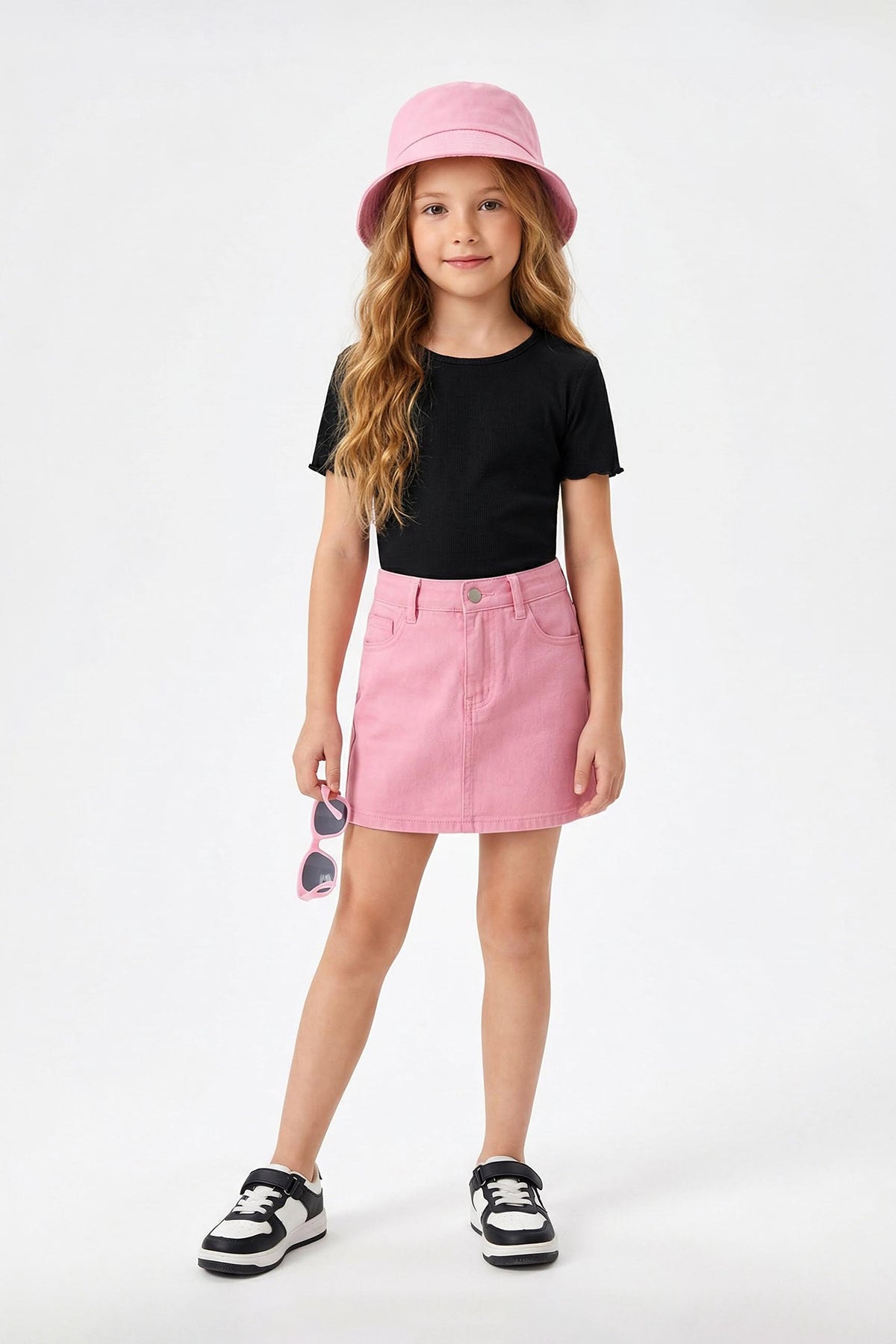 Girls' Basic Ribbed Cotton T-Shirt