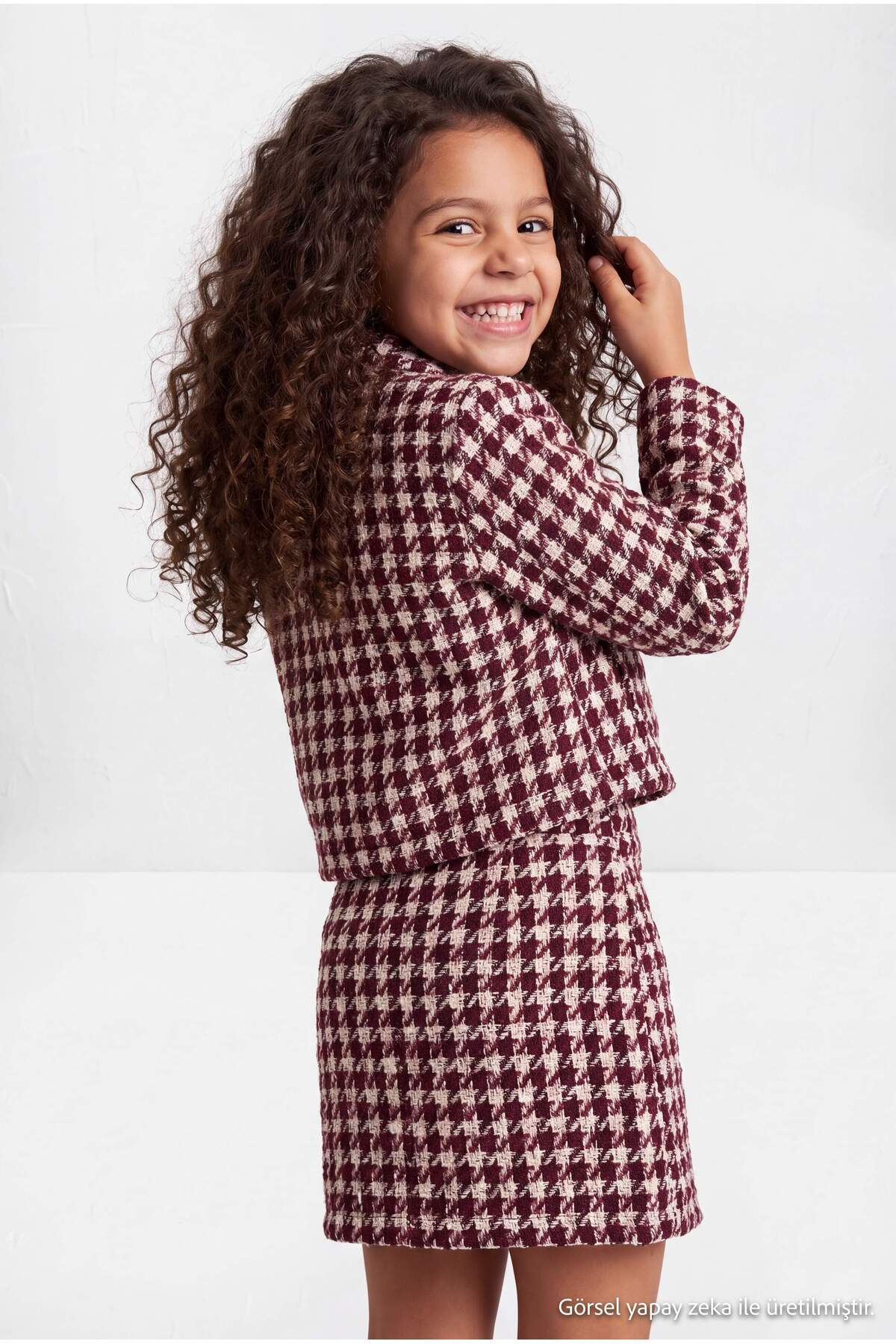 Girls' Red Plain Mini Skirt