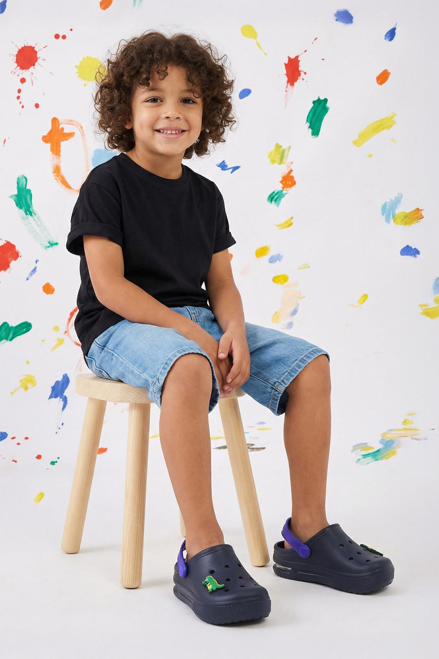 Boys' Navy Light-Up Crocodile Closed-Toe Sandals