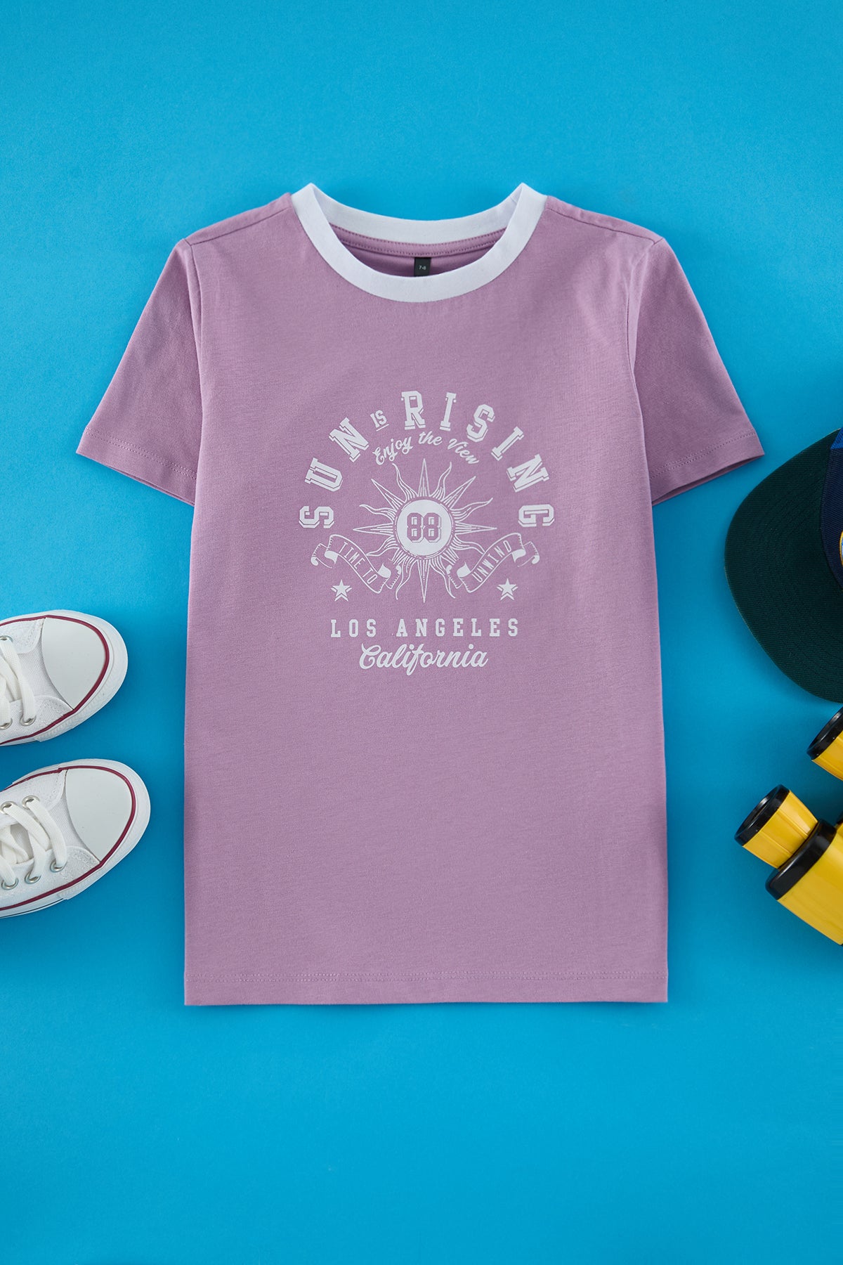 Boys' Purple Slogan-Print Cotton T-Shirt