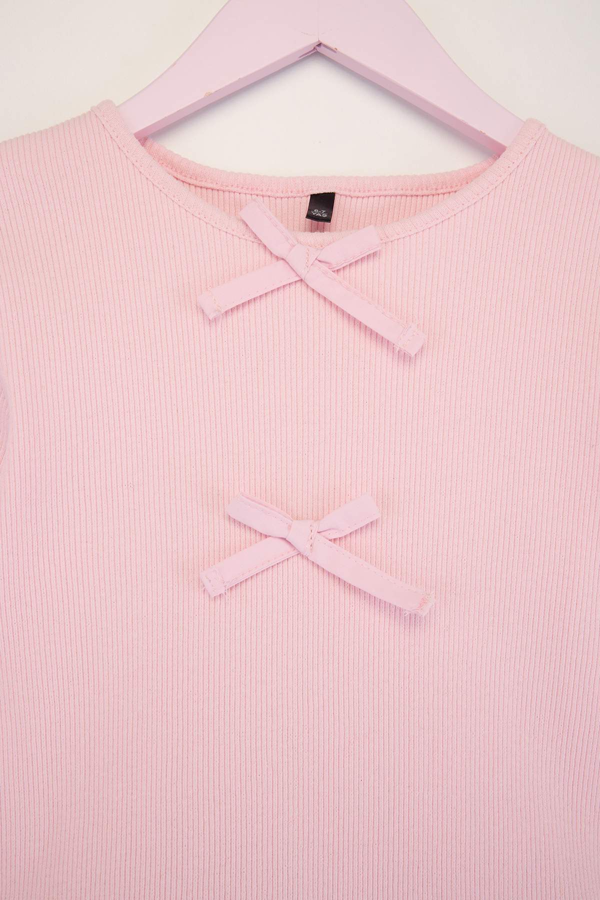 Girls' Pink Bow-Detail Mini Jersey Dress
