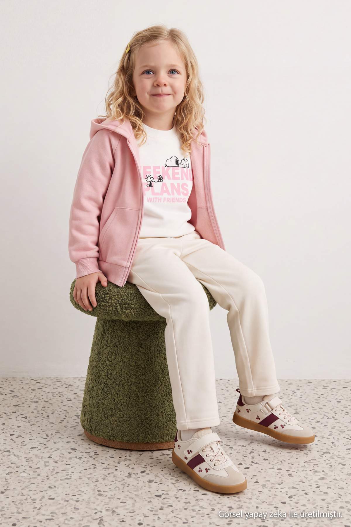 Girls' Plain Hooded Sweatshirt