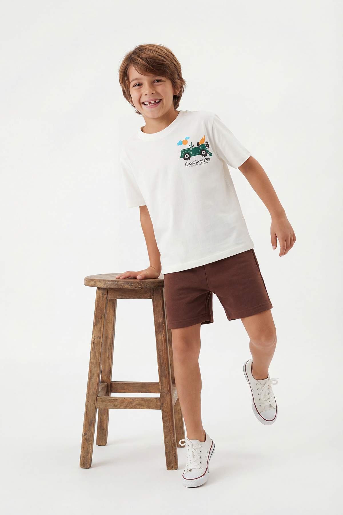 Boys' Ecru Striped Two-Piece Set