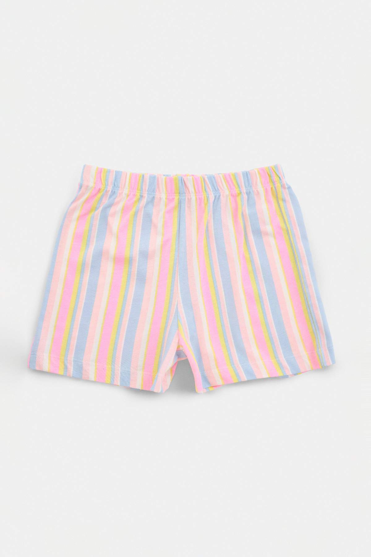 Girls' Pink Printed T-Shirt & Striped Shorts Pyjama Set