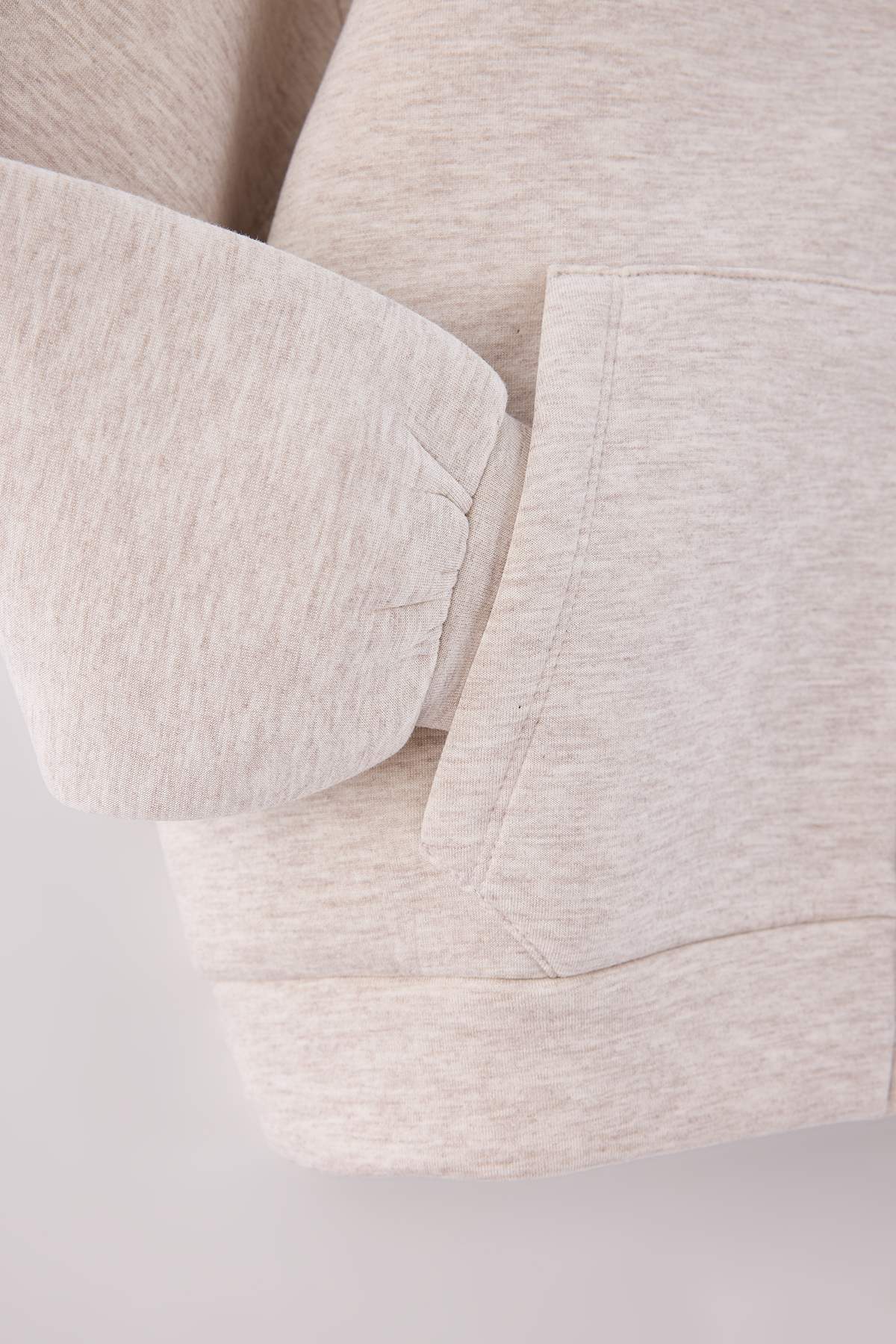Girls' Ecru Thick Zip-Up Hoodie